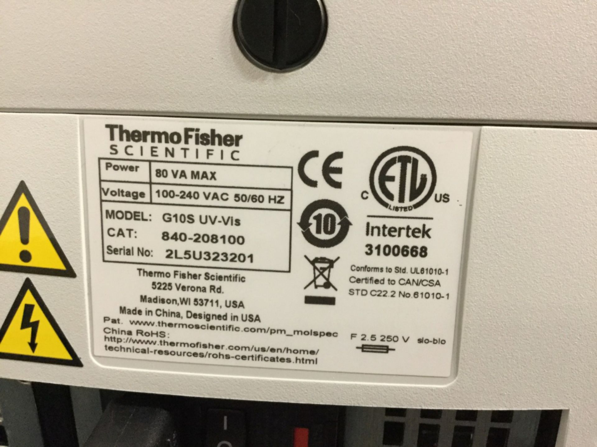 Thermo Scientific Genesys 10S UV/VIS Spectrophotometer - Image 5 of 5