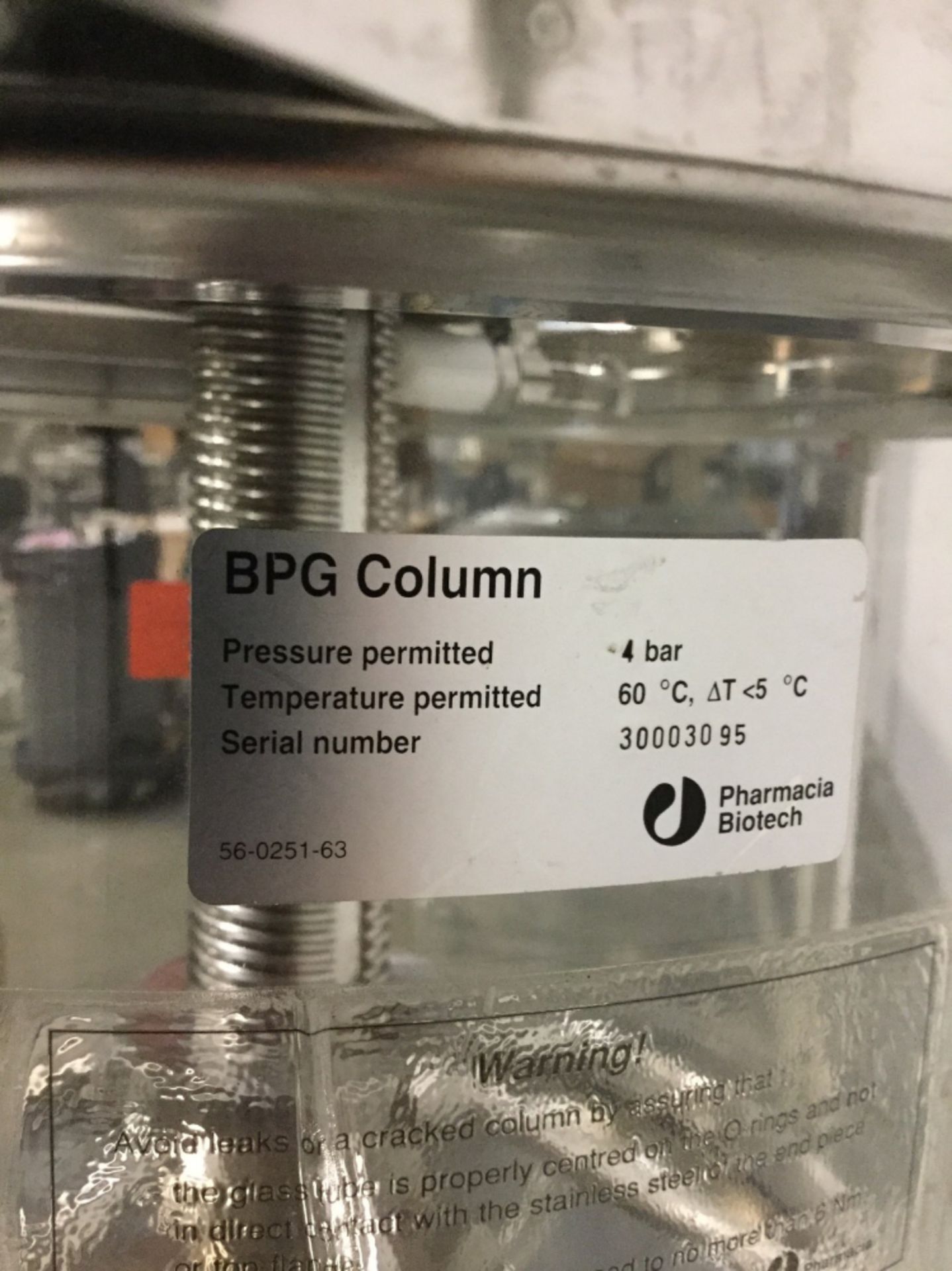 Pharmacia Biotech BPG 65L Chromatography Column - Image 2 of 2