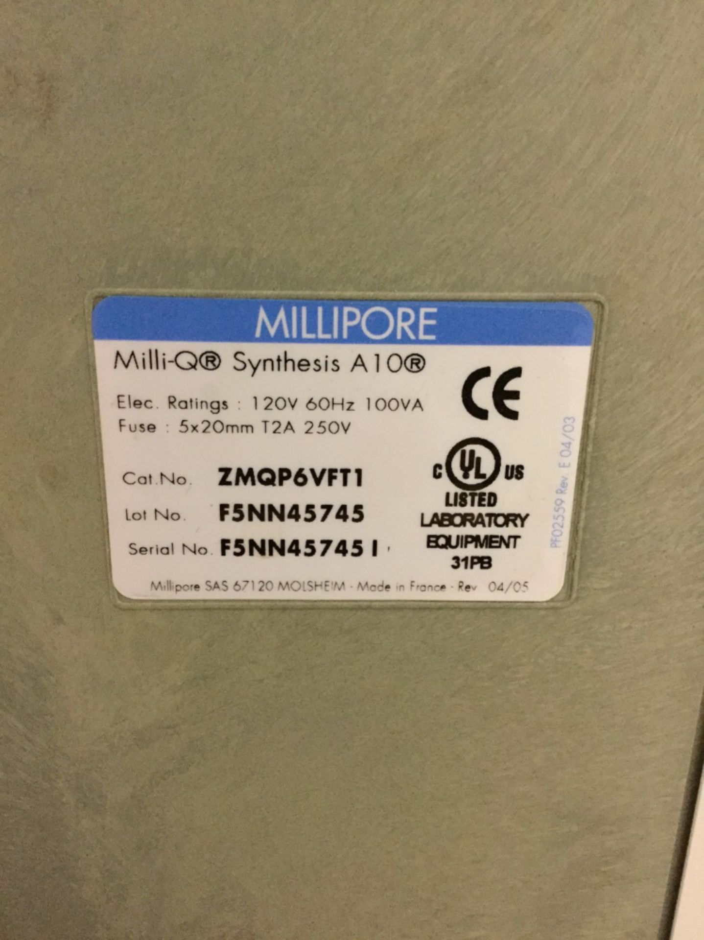 Millipore Milli-Q Synthesis A10 Water Purification System - Image 2 of 3