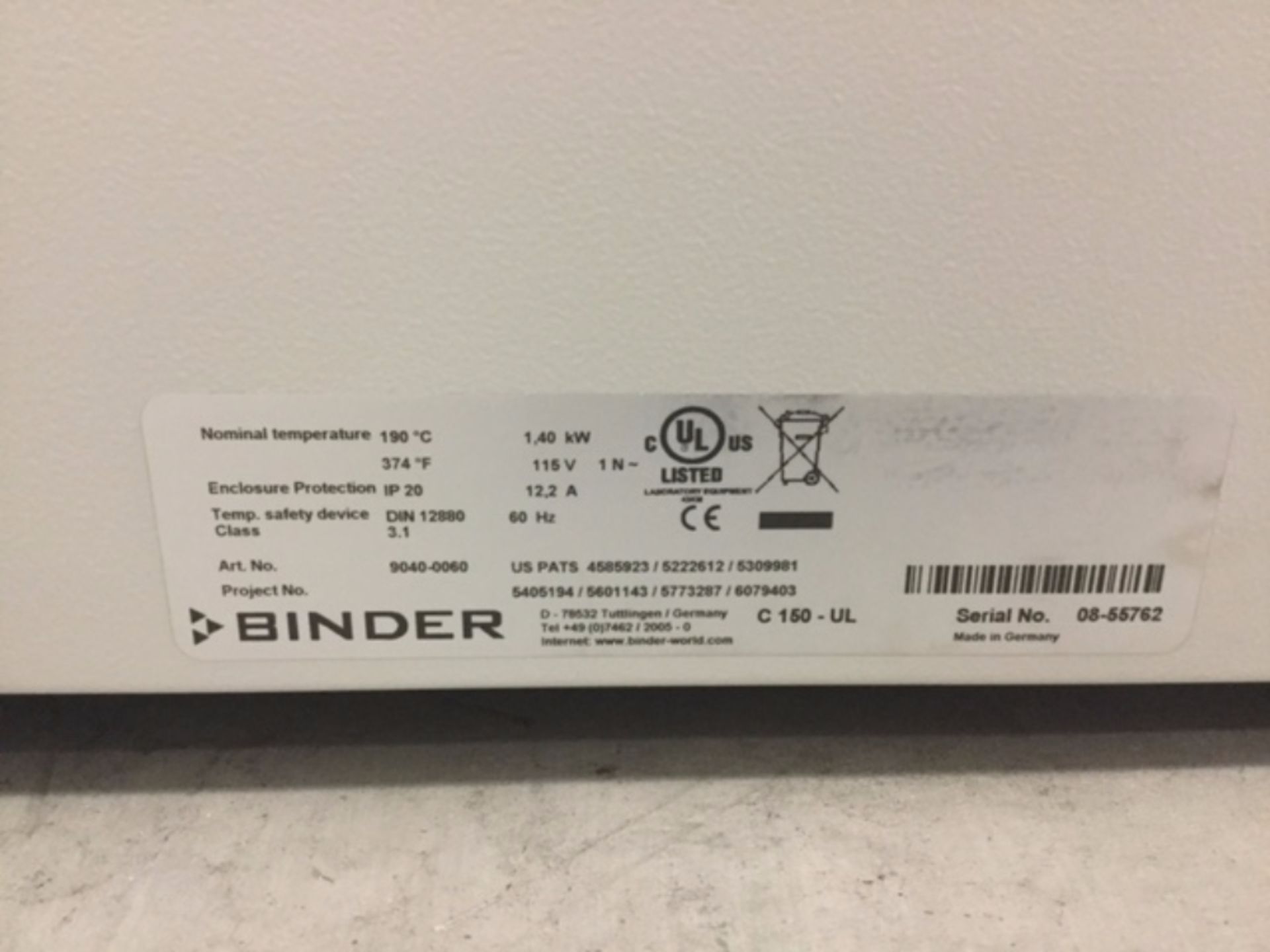 Binder C-150 CO2 Incubator - Image 4 of 4