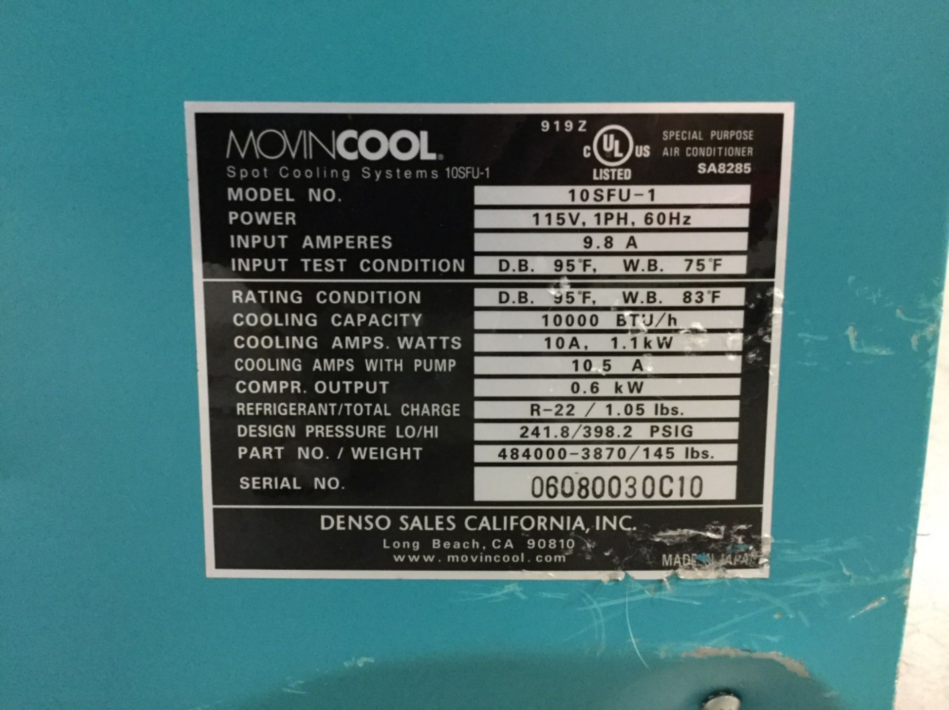 DENSO 10SFU-1 MovinCool Spot Cooling System - Image 2 of 2