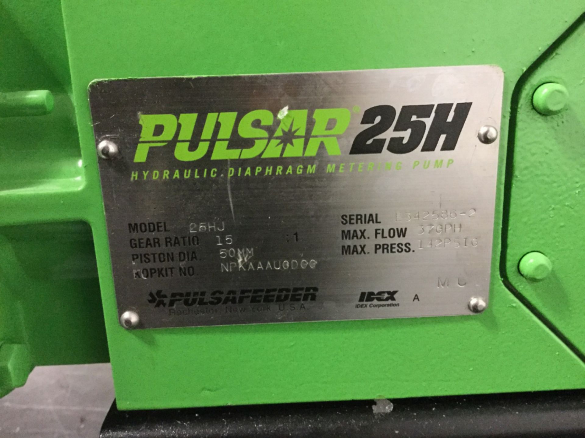 Pulsafeeder Pulsar 25H Hydraulic Diaphragm Metering Pump - Image 2 of 2