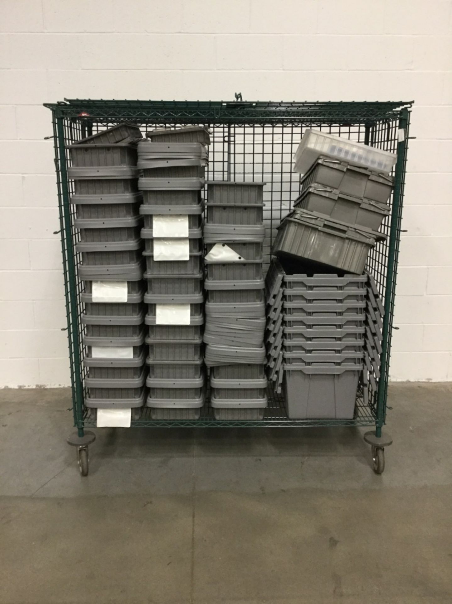 5' Stainless Steel Metro Rack with Caging and Bins