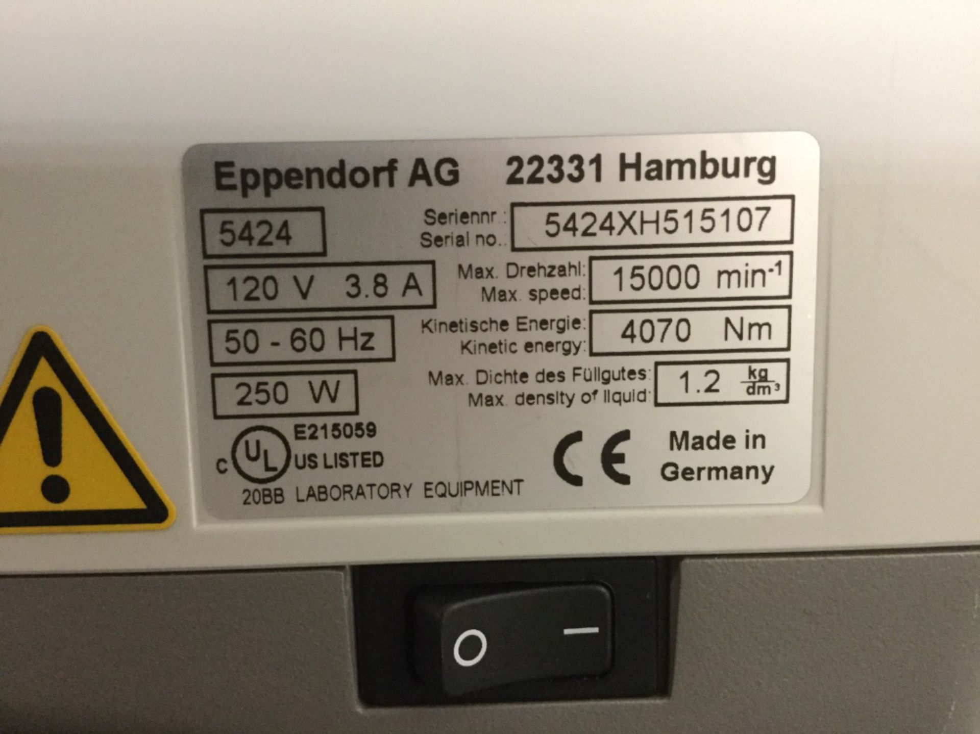 Eppendorf 5424 Centrifuge - Image 2 of 3