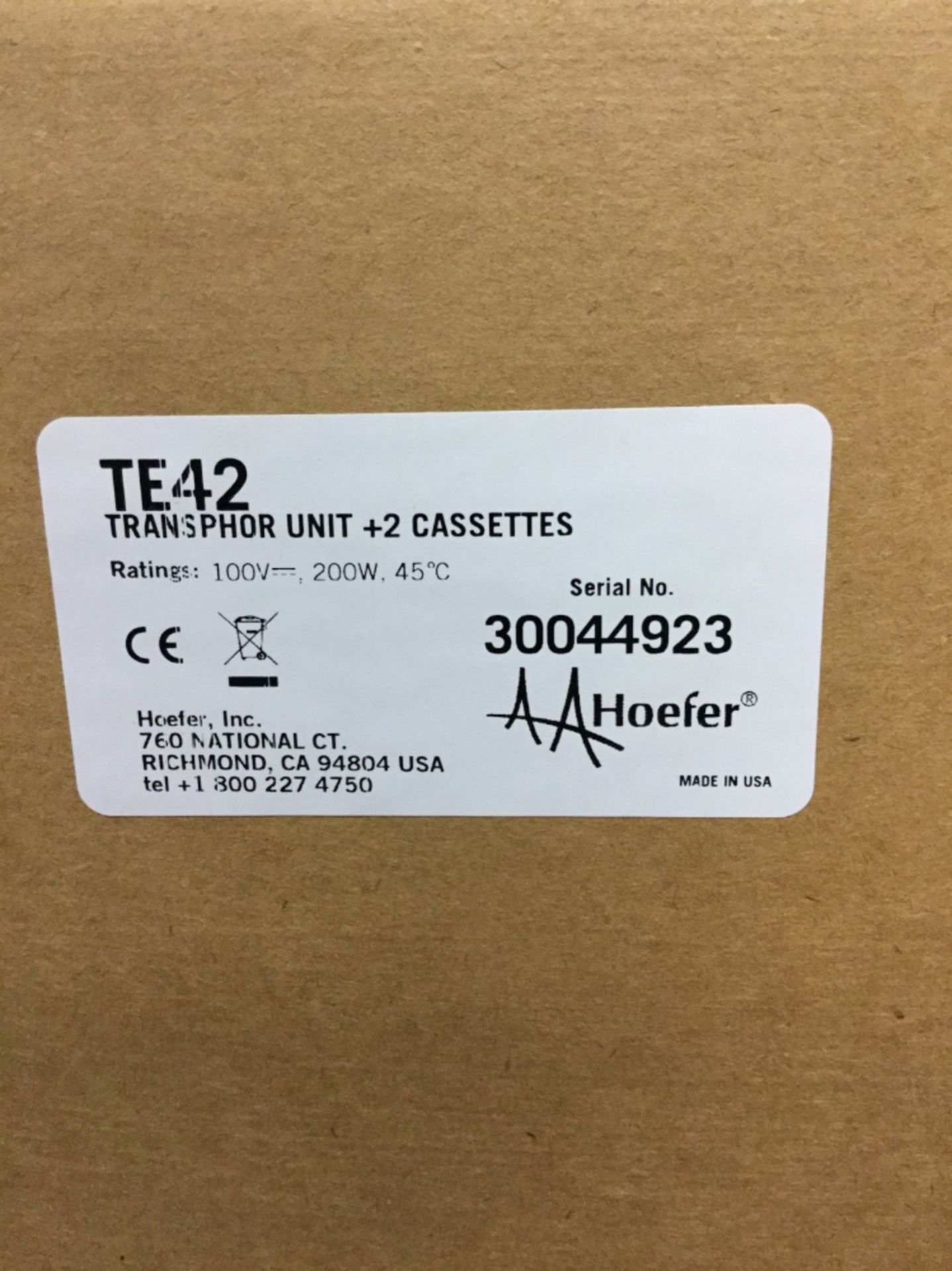 Hoefer TE42 Electrophoresis Transphor Unit +2 Cassettes - Image 2 of 2