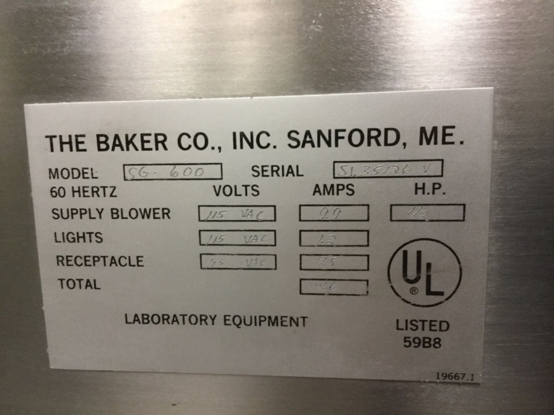 Baker 6' SterilGARD Biological Safety Cabinet - Image 2 of 2