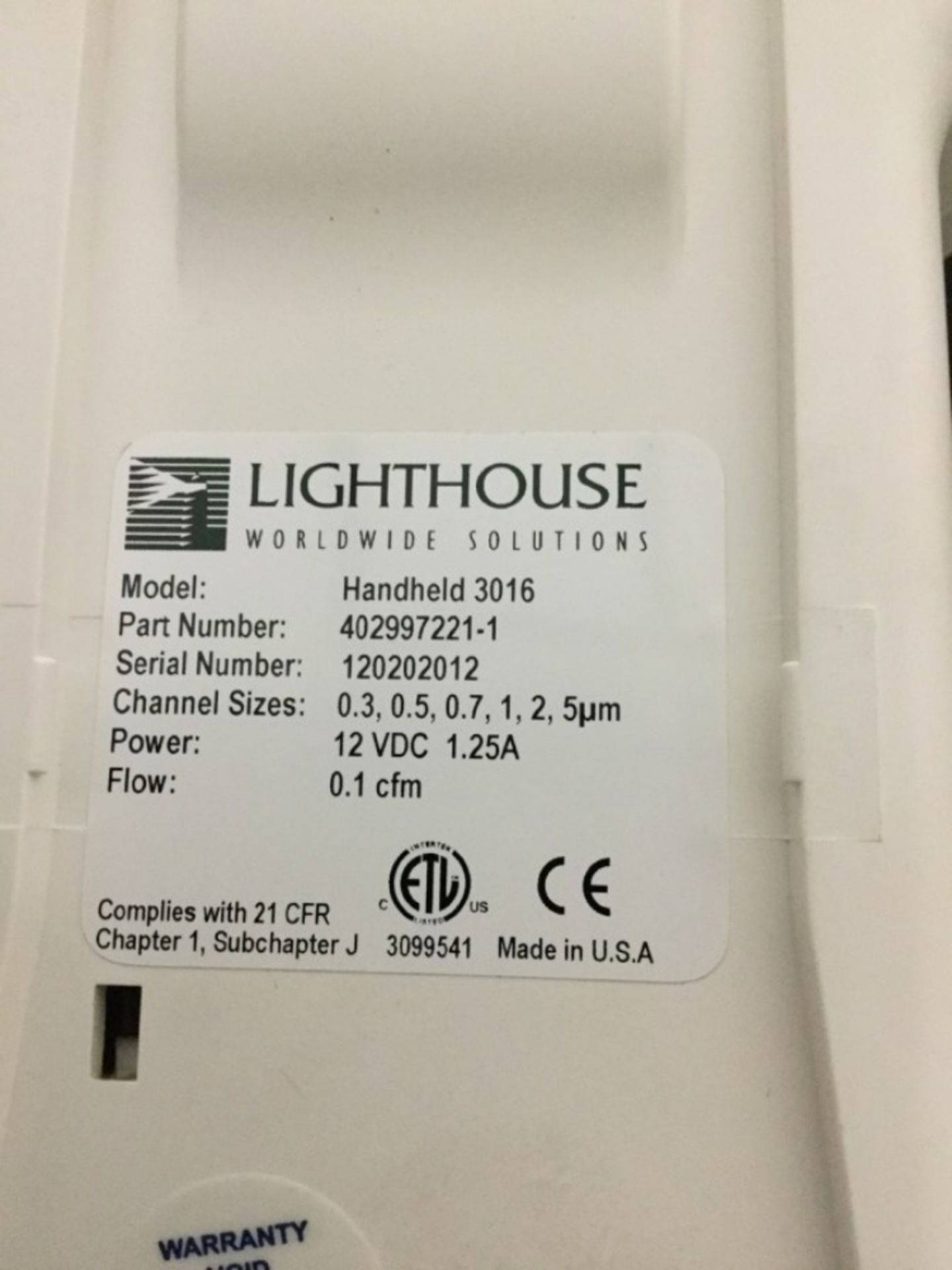 Lighthouse WorldWide Solutions 3016 Handheld Particle Counter - Image 2 of 2