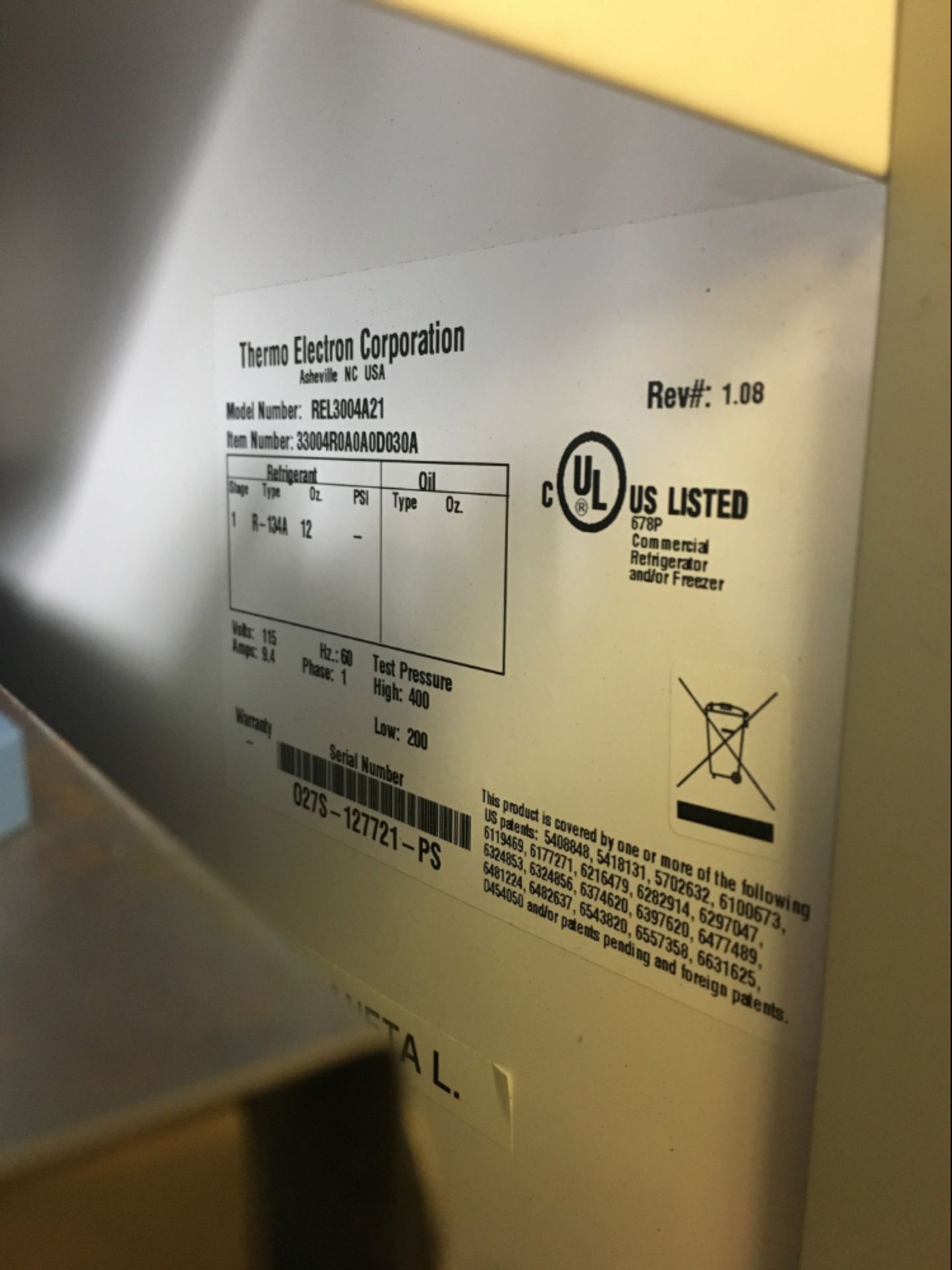 Thermo Revco REL3004A21 Laboratory Refrigerator - Image 2 of 2