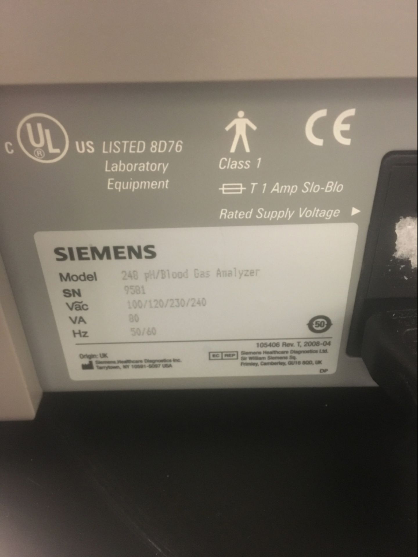 Siemens 248 pH/Blood Gas Analyzer - Image 2 of 2