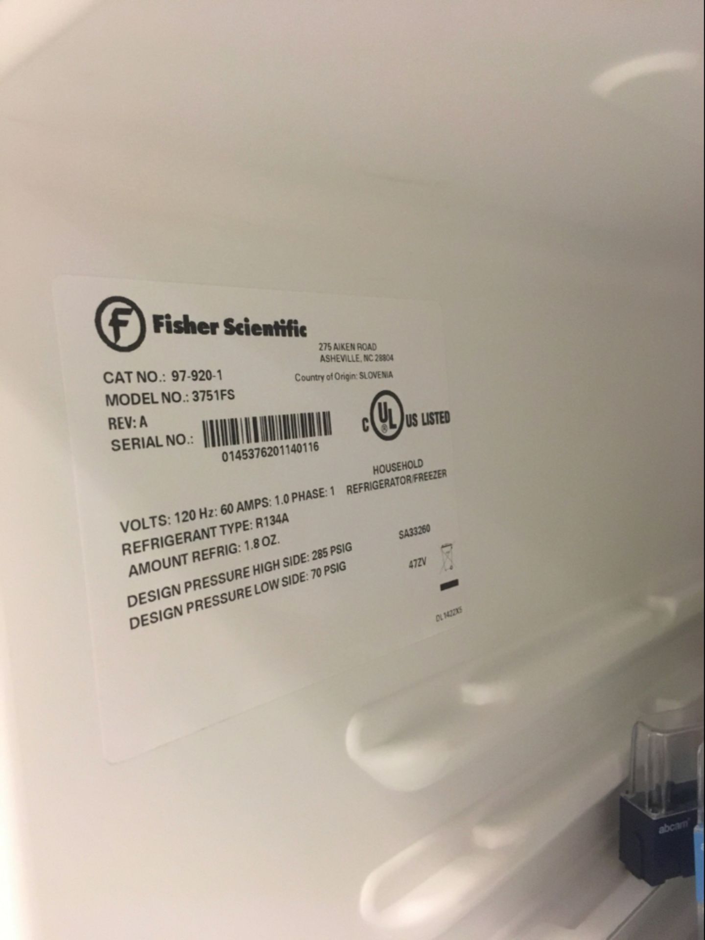 Fisher Scientific Undercounter Refrigerator - Image 2 of 3