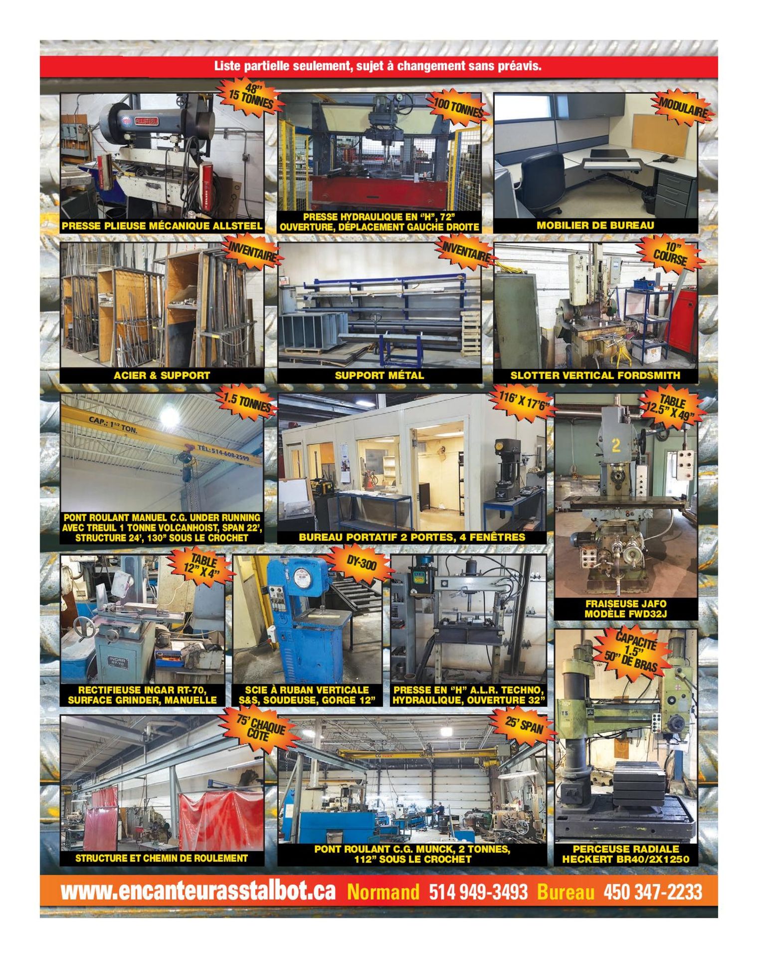 Full Catalog Coming Soon! USINAGE & FABRICATION MÉTALLIQUE - Surplus metal fabrication & machining - Image 2 of 4