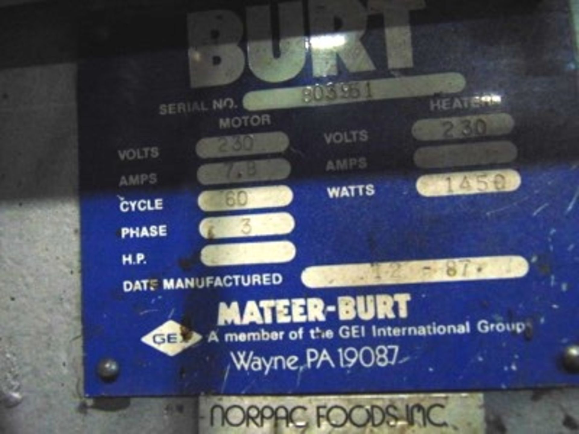 Burt mod. 408-D Roll Thru Labeler Can 300 x 407 - Image 4 of 4