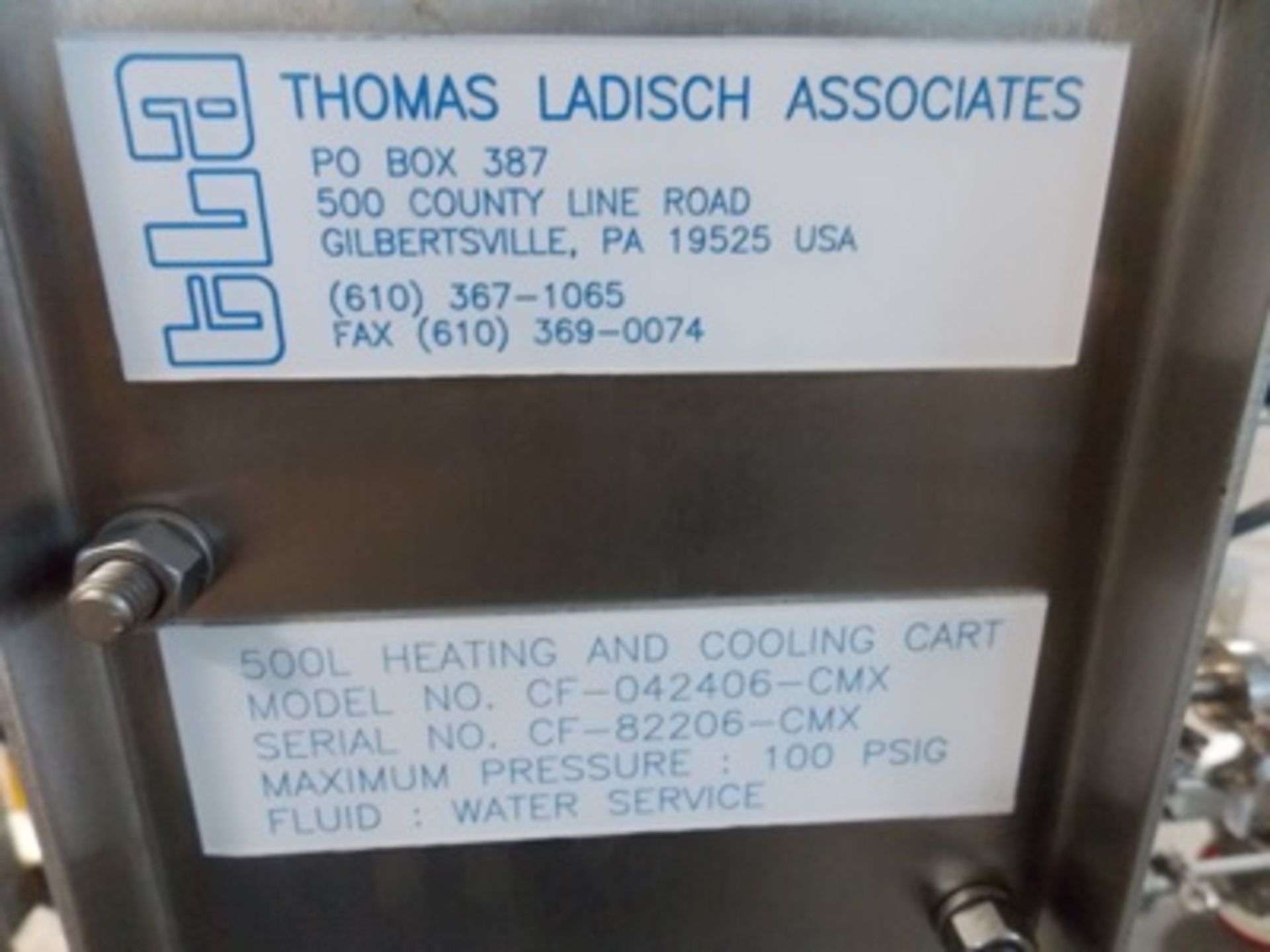 Thames Ladish Assoc. mod. CF-042406-CMX Heating & Cooling System, max Pressure 100 PSIG, 3/4hp - Image 6 of 6