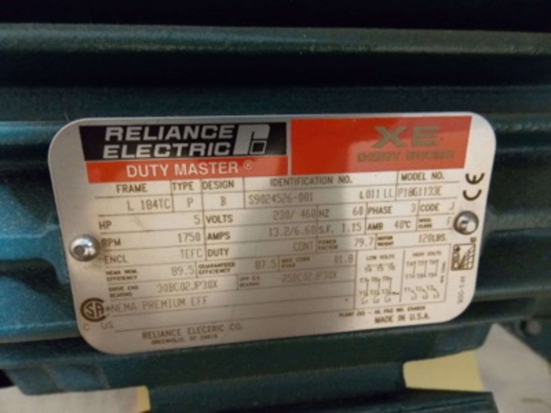 Reliance Electric 5hp RPM 1750 w/ 230/460, 60Hz (Unused) - Image 2 of 2