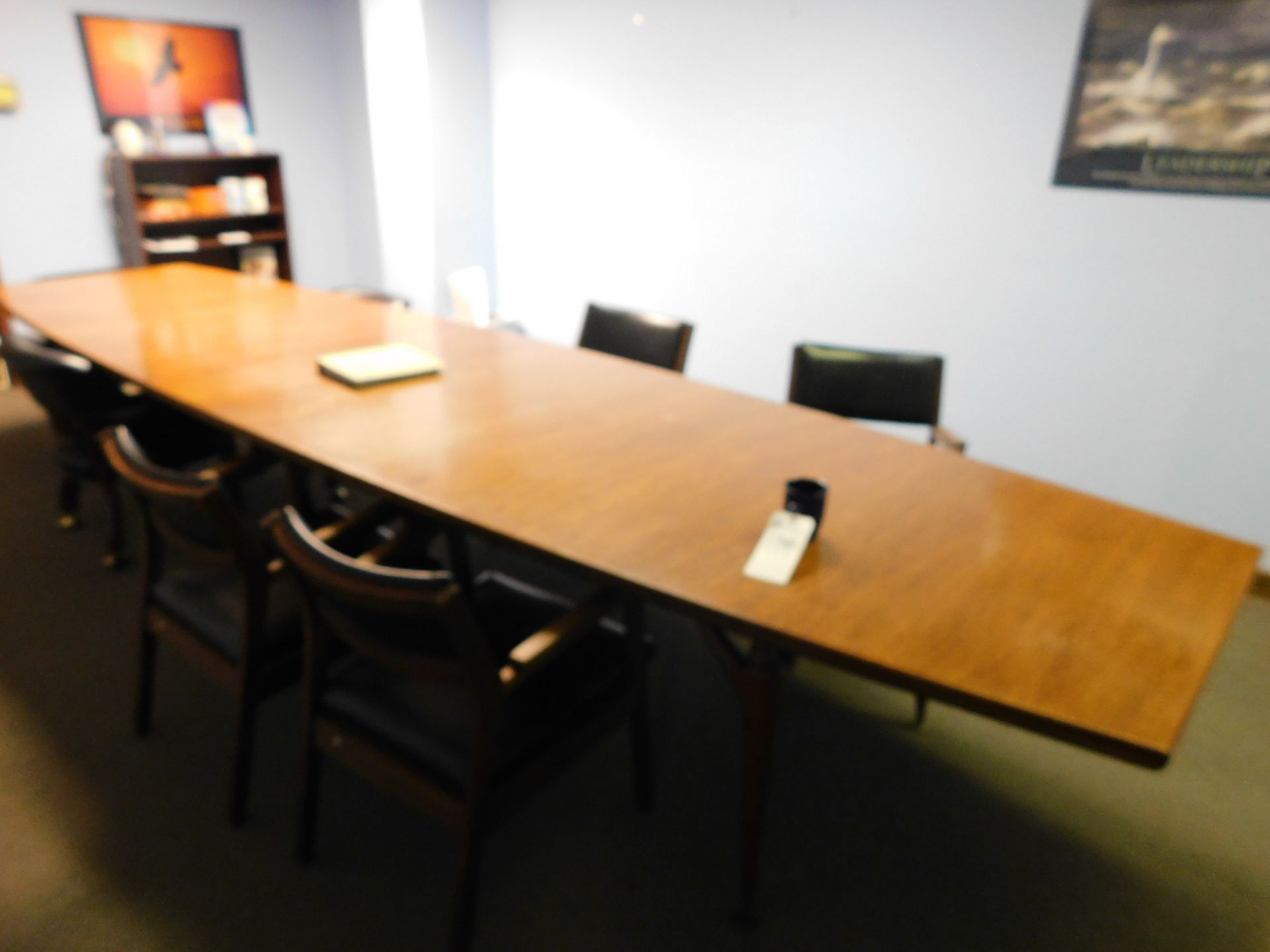 (Lot) Conference Table w/ (9) Black Chairs &