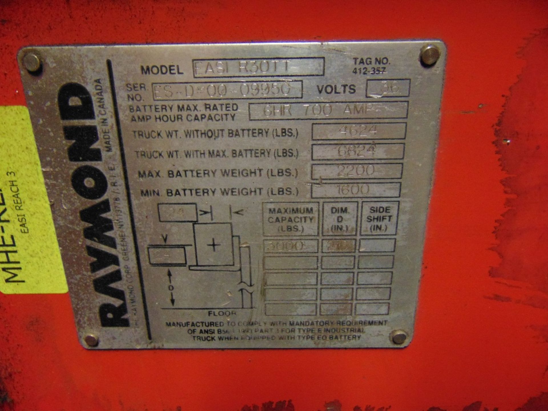 2000 Raymond mod. East R30T, 36 Volt, Standup - Image 3 of 3