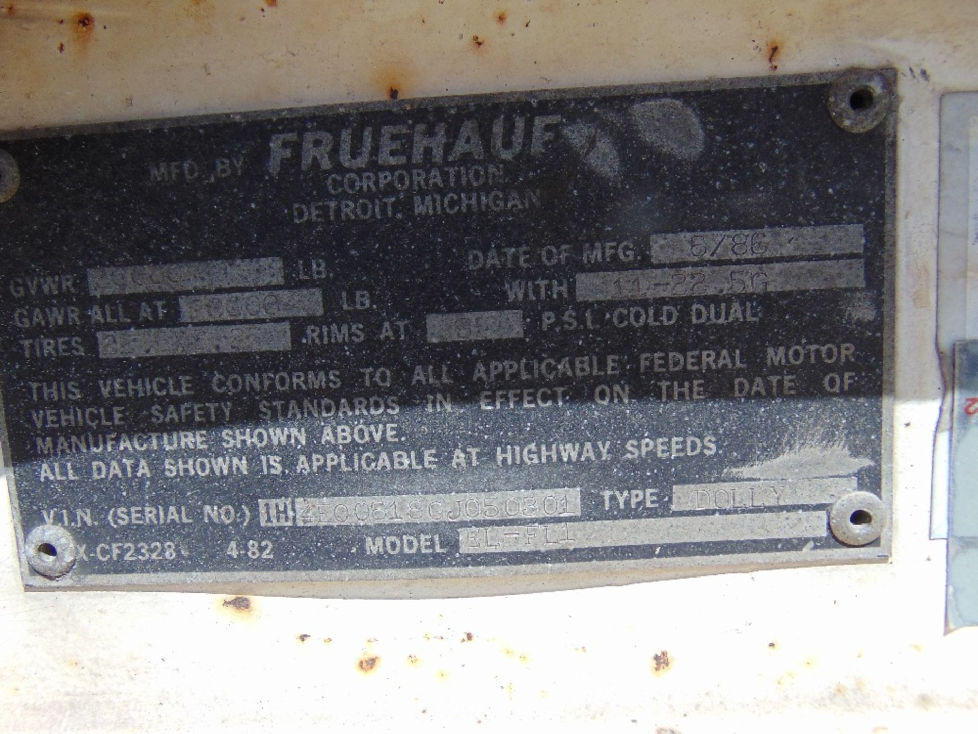 1986 Fruehauf mod. EL-FL1, Fifth Wheel Hitch, - Image 3 of 3