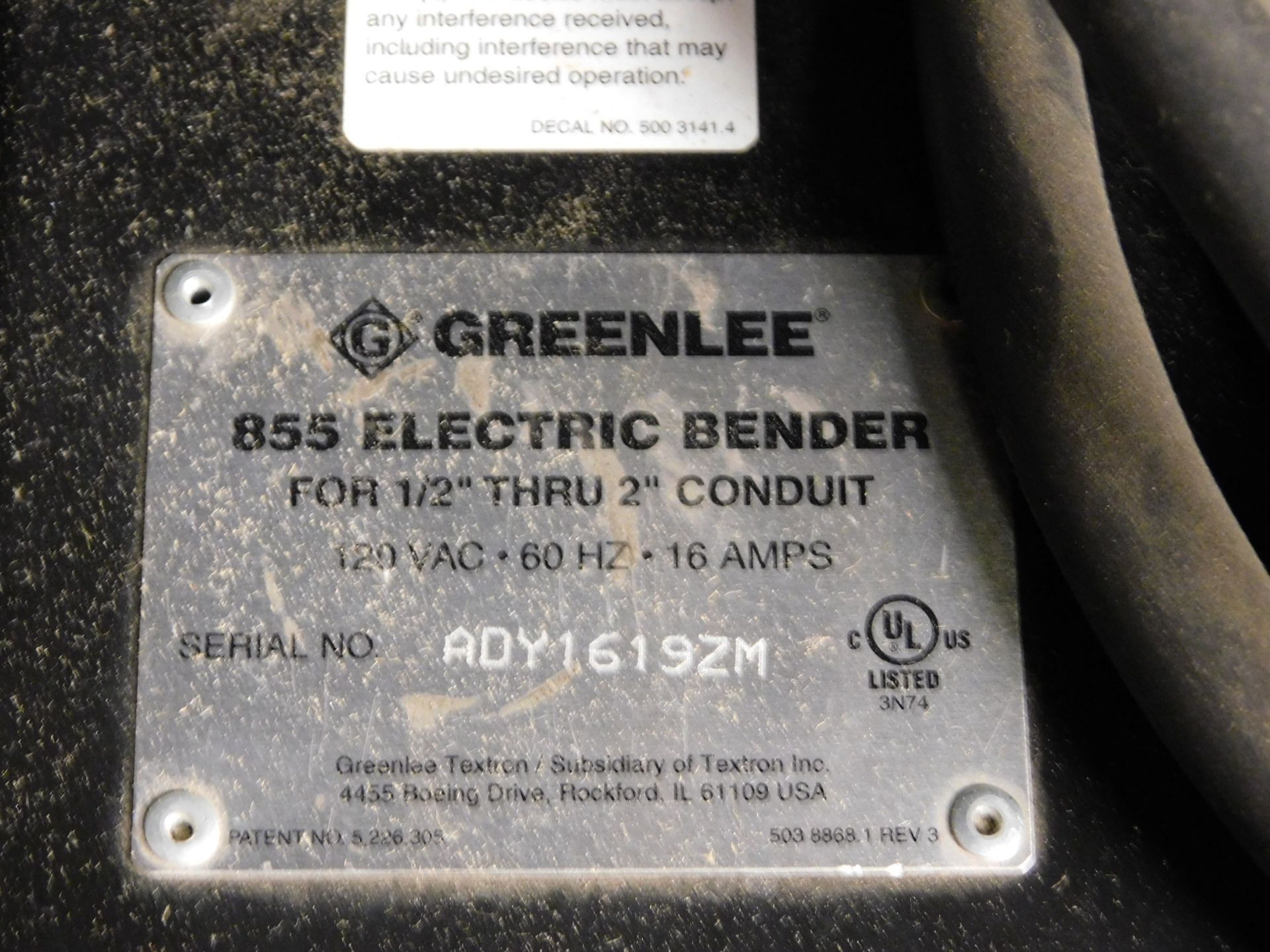 Greenlee mod. 855 Electric Bender for ½" thru 2" - Image 3 of 3