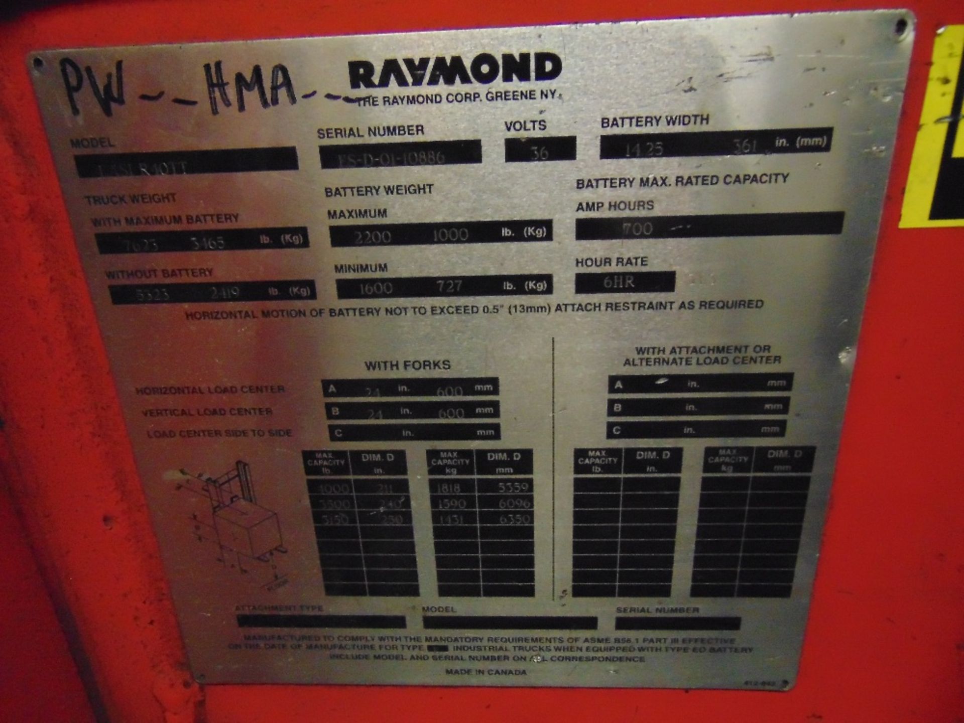 2001 Raymond mod. East R40TT, 36 Volt Electric - Image 3 of 3