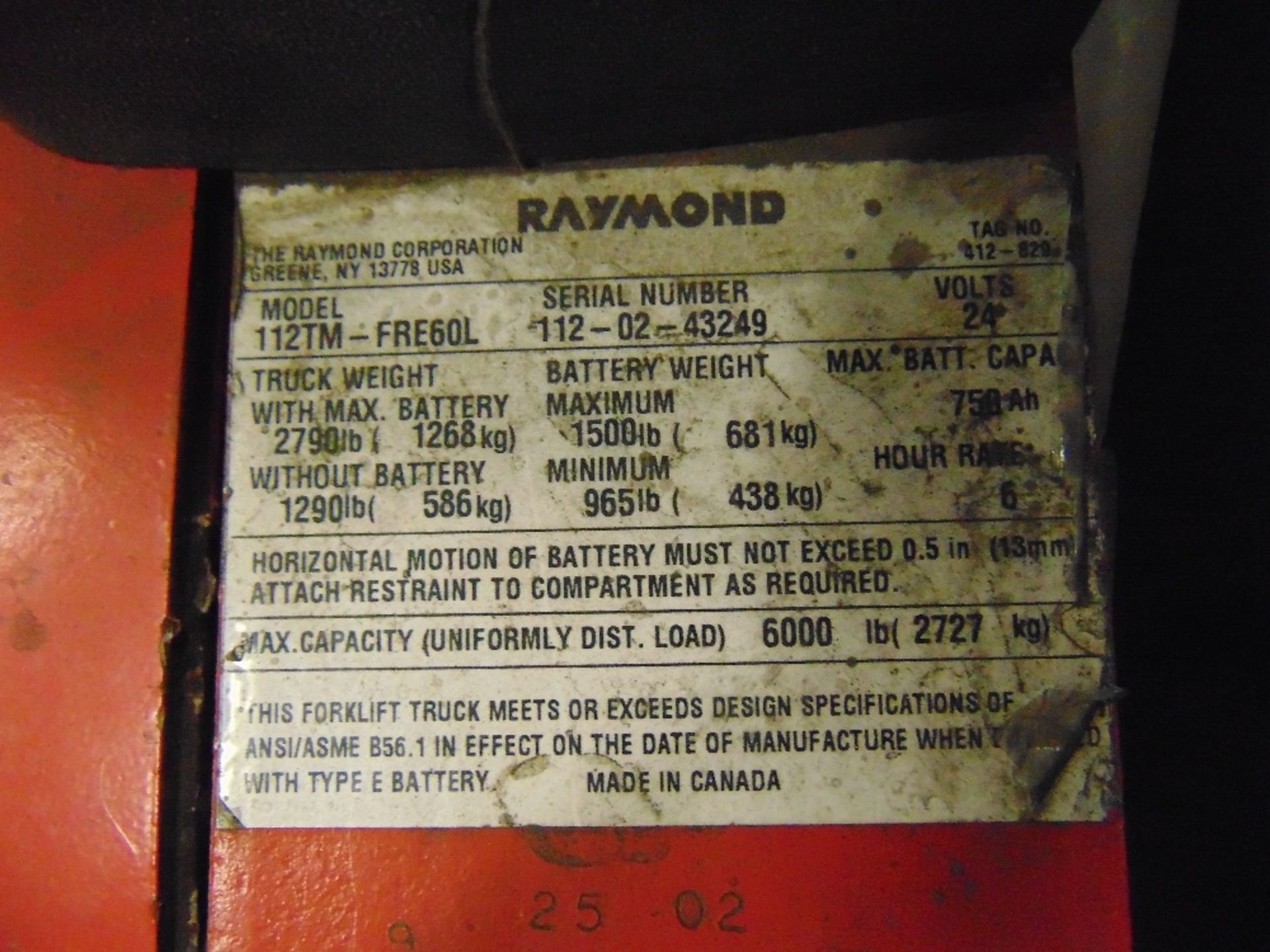 2002 Raymond mod. 112TM, 24 Volt Ride Along - Image 3 of 3