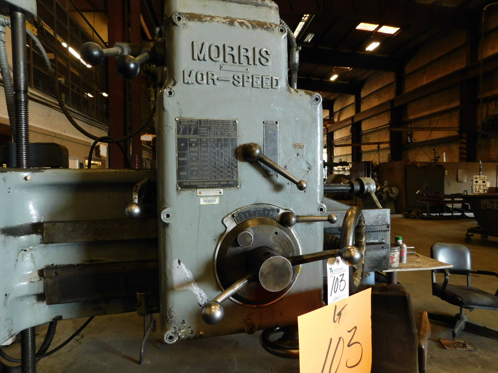 Morris 3' x 9' Col. Radial Drill w/ Box Table - Image 2 of 2