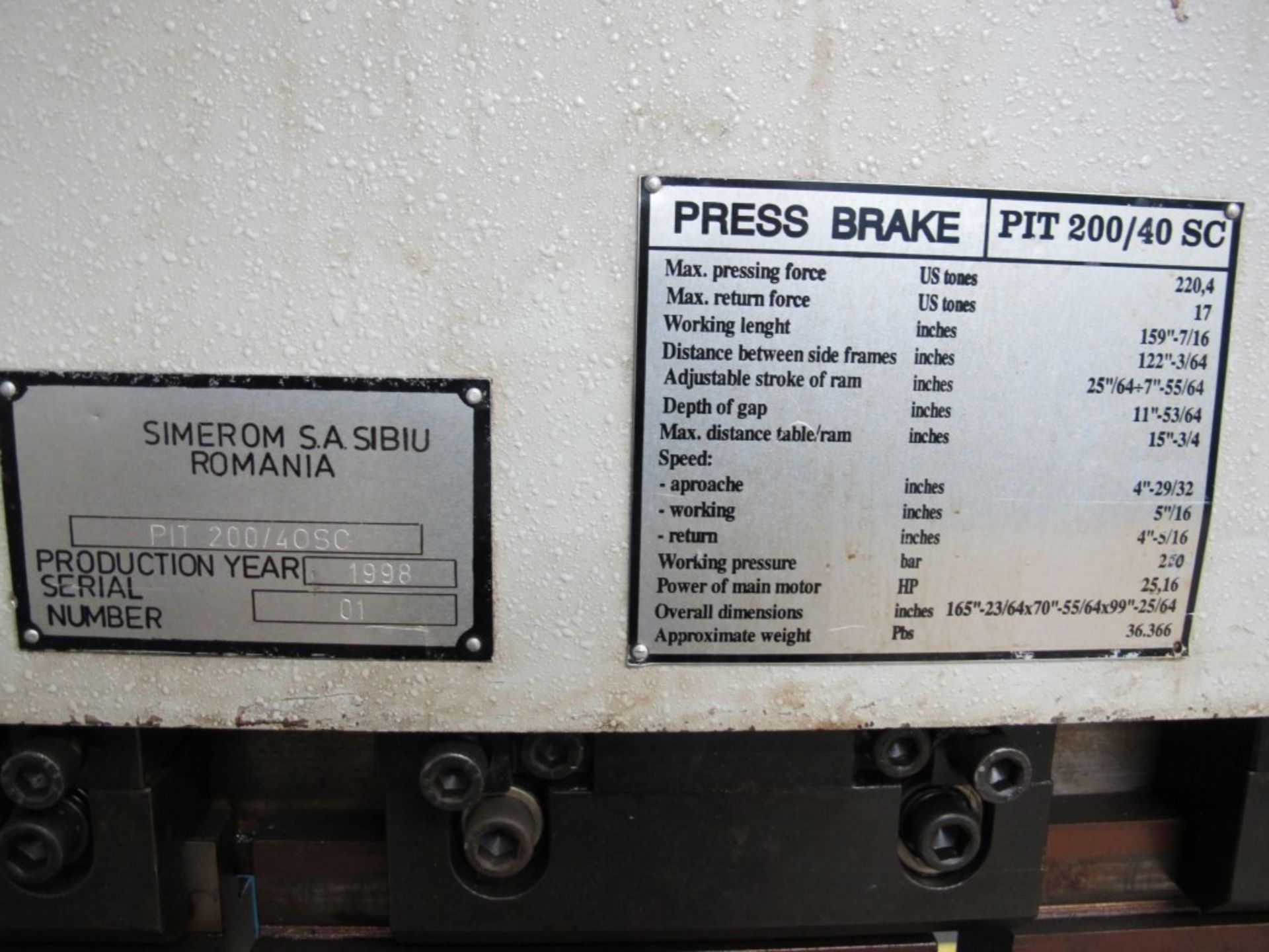 Simeron PIT200/40SC 220T Press Brake - Image 6 of 7