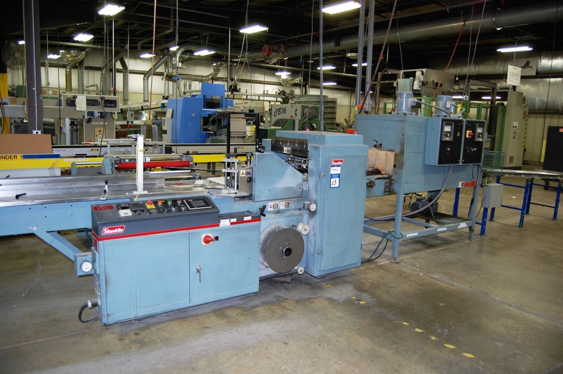 2002 Shanklin Model T-62 High Speed Dual Chamber Shrink Wrapper, Centerfolder and Shrink Tunnel