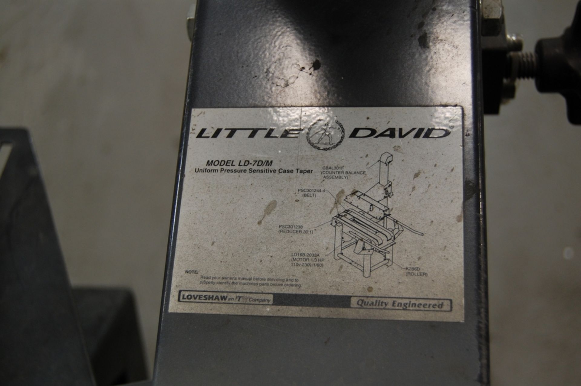 Loveshaw Model Little David LD-7D/M Uniform Pressure Sensitive Case Sealer - Image 3 of 4