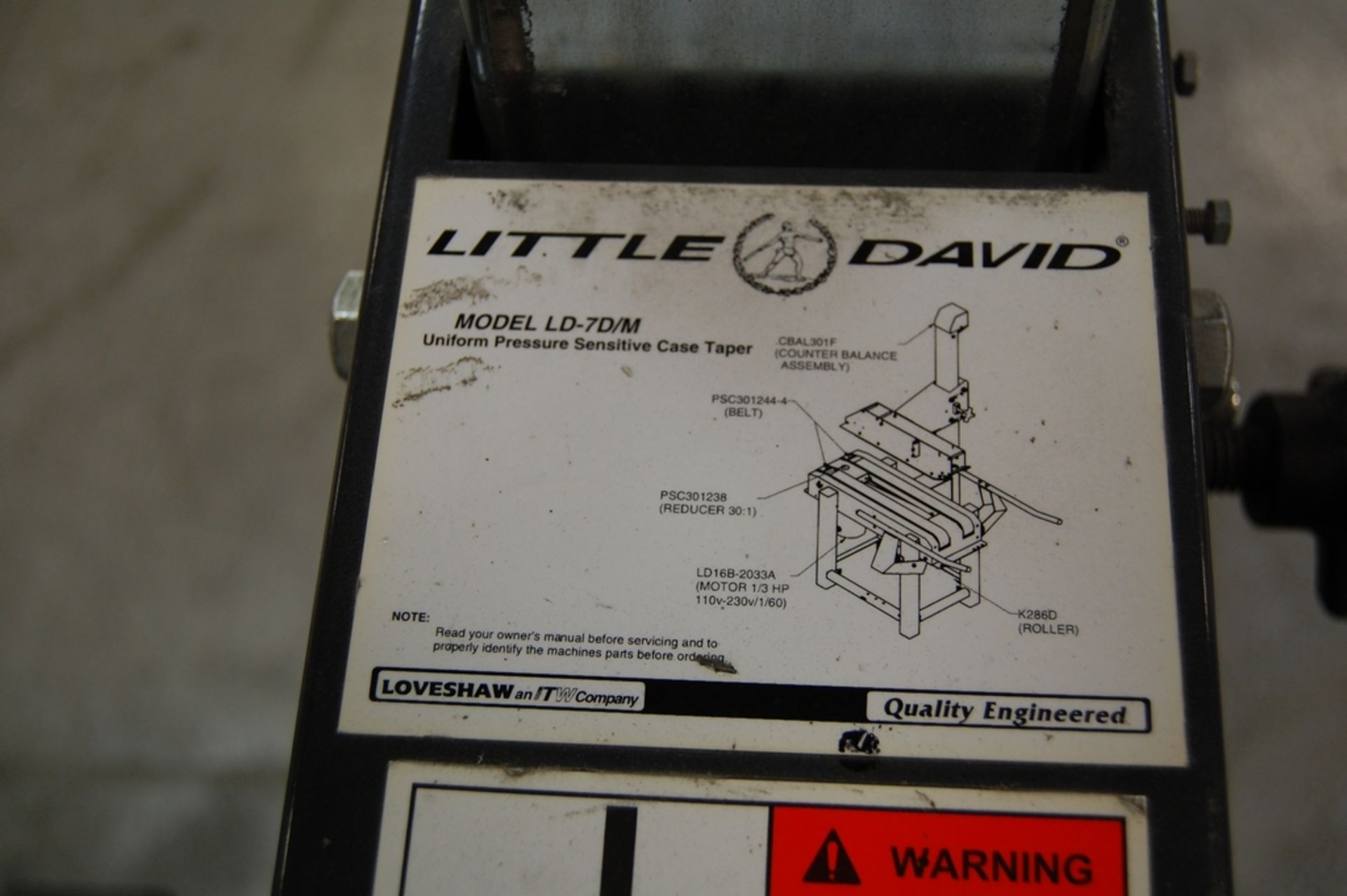 Loveshaw Model Little David LD-7D/M Uniform Pressure Sensitive Case Sealer - Image 3 of 8