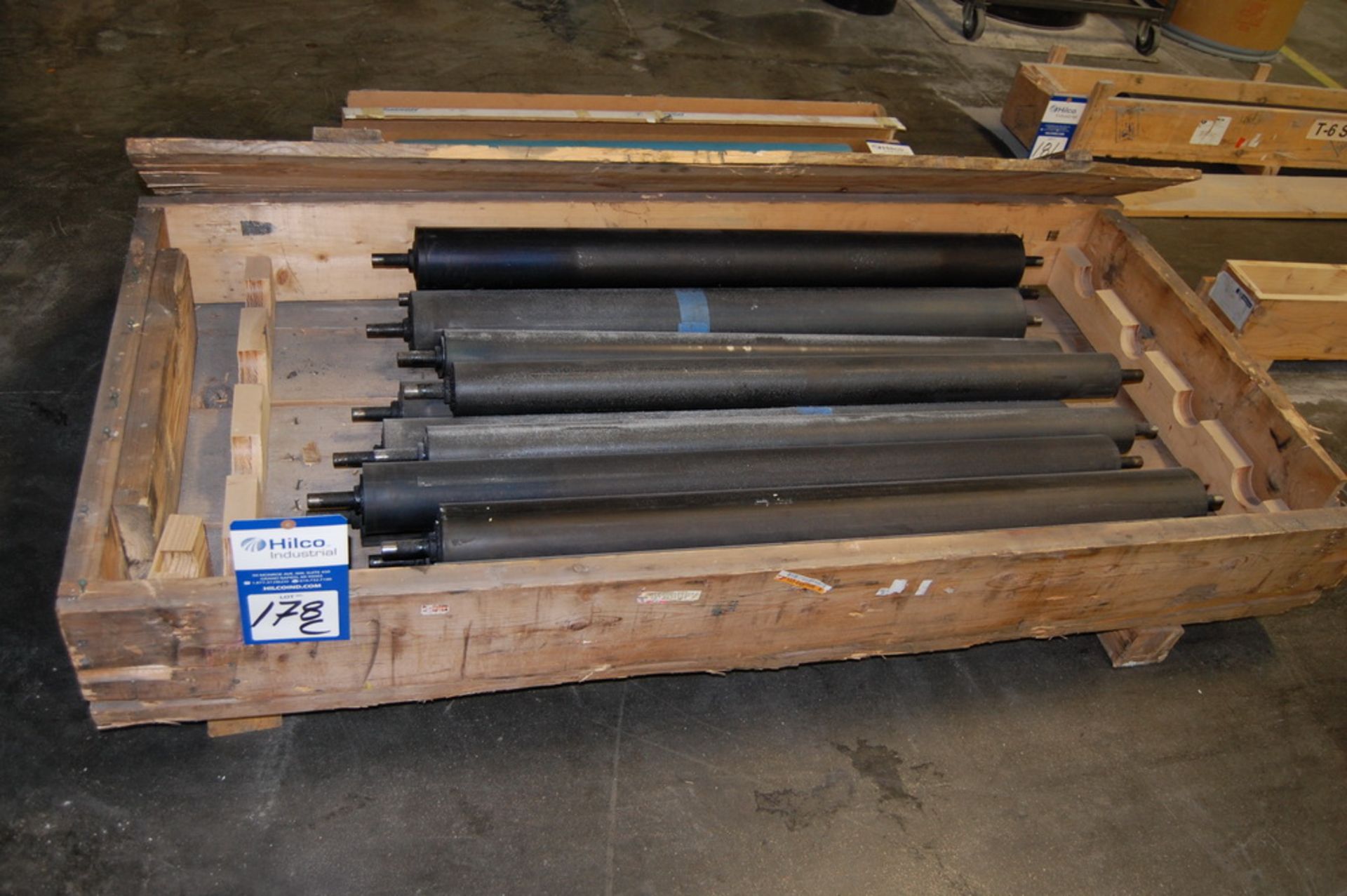 Crate with (13) 40" Timson Ink Roller Cores