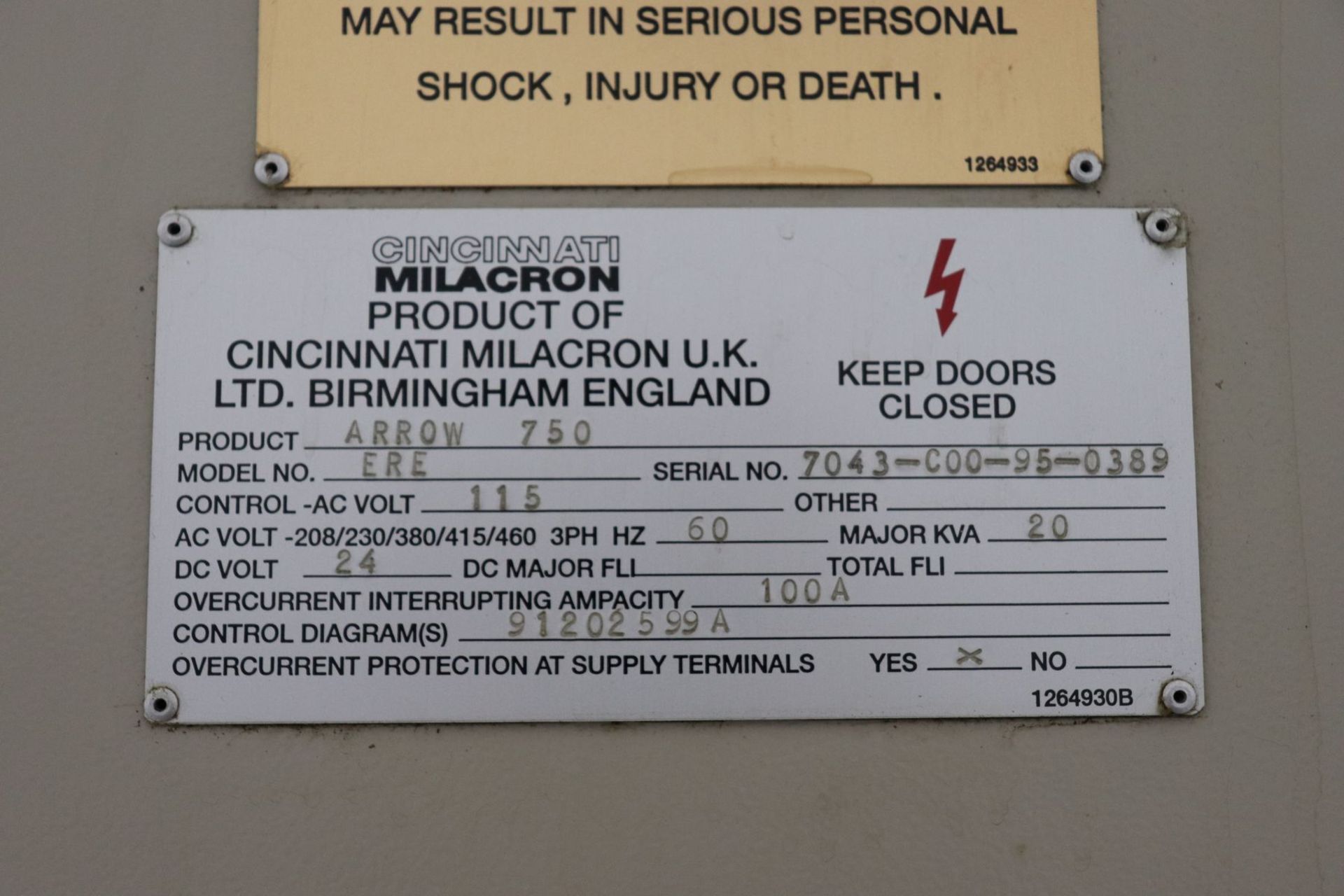 Cincinnati Milacron Arrow 750 ERE CNC Vertical Machining Center (For Parts) - Image 11 of 14