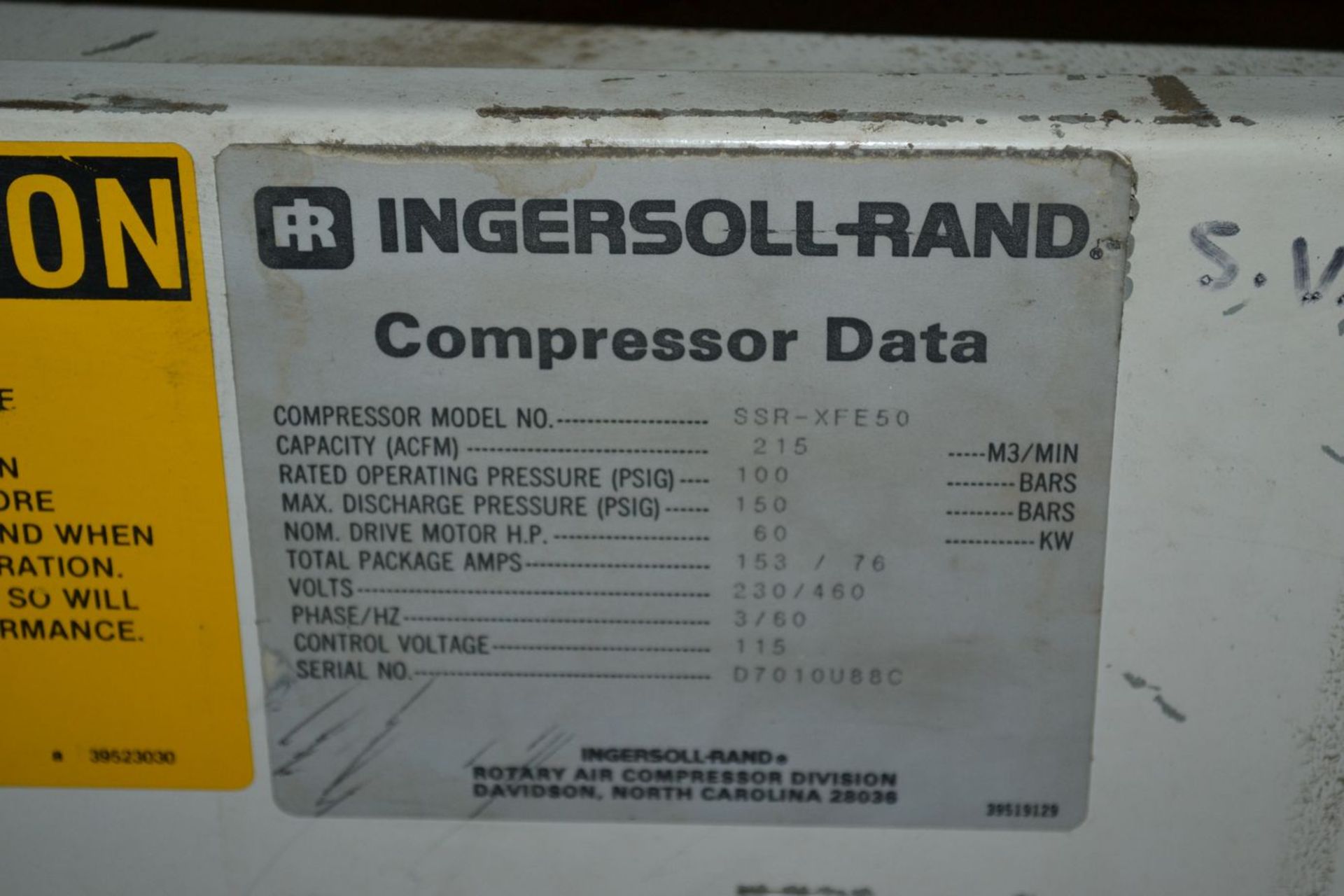 Ingersoll Rand SSR-XFE50 60 HP Rotary Screw Air Compressor, 215 CFM - Image 19 of 19