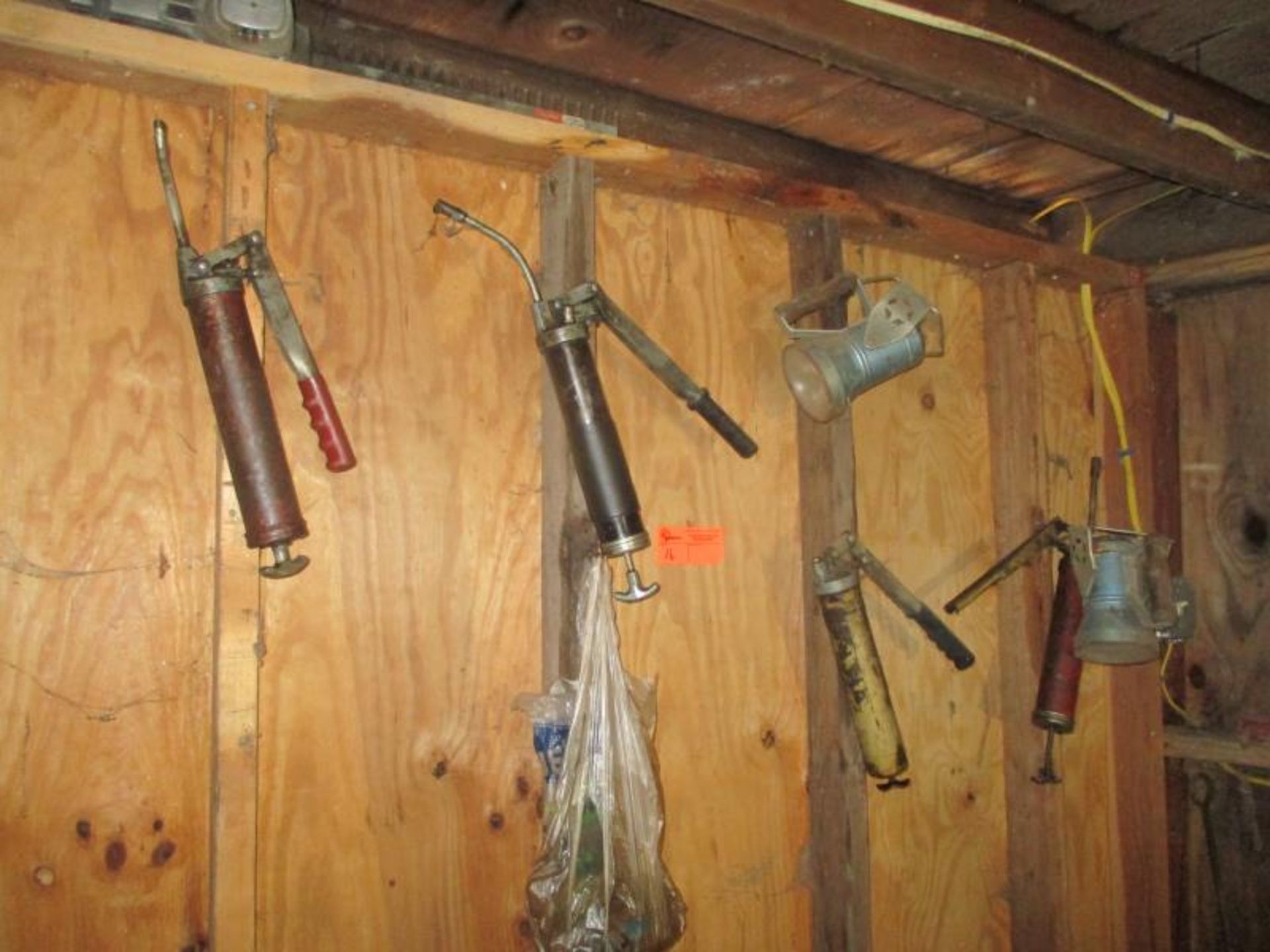 Wall Lot: Four Grease Guns & Two Vintage Lights