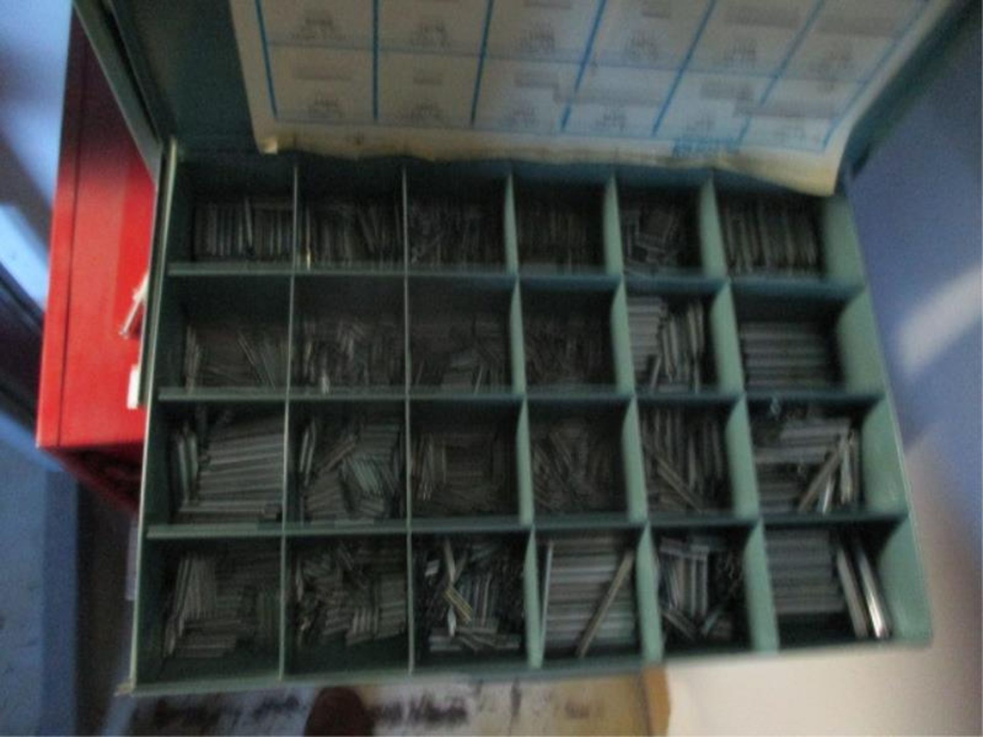 6 Drawer Curtis Hardware Cabinet w/ Nuts, Bolts, Wing Nuts, Woodruff Keys & Grease Fittings - Image 5 of 7