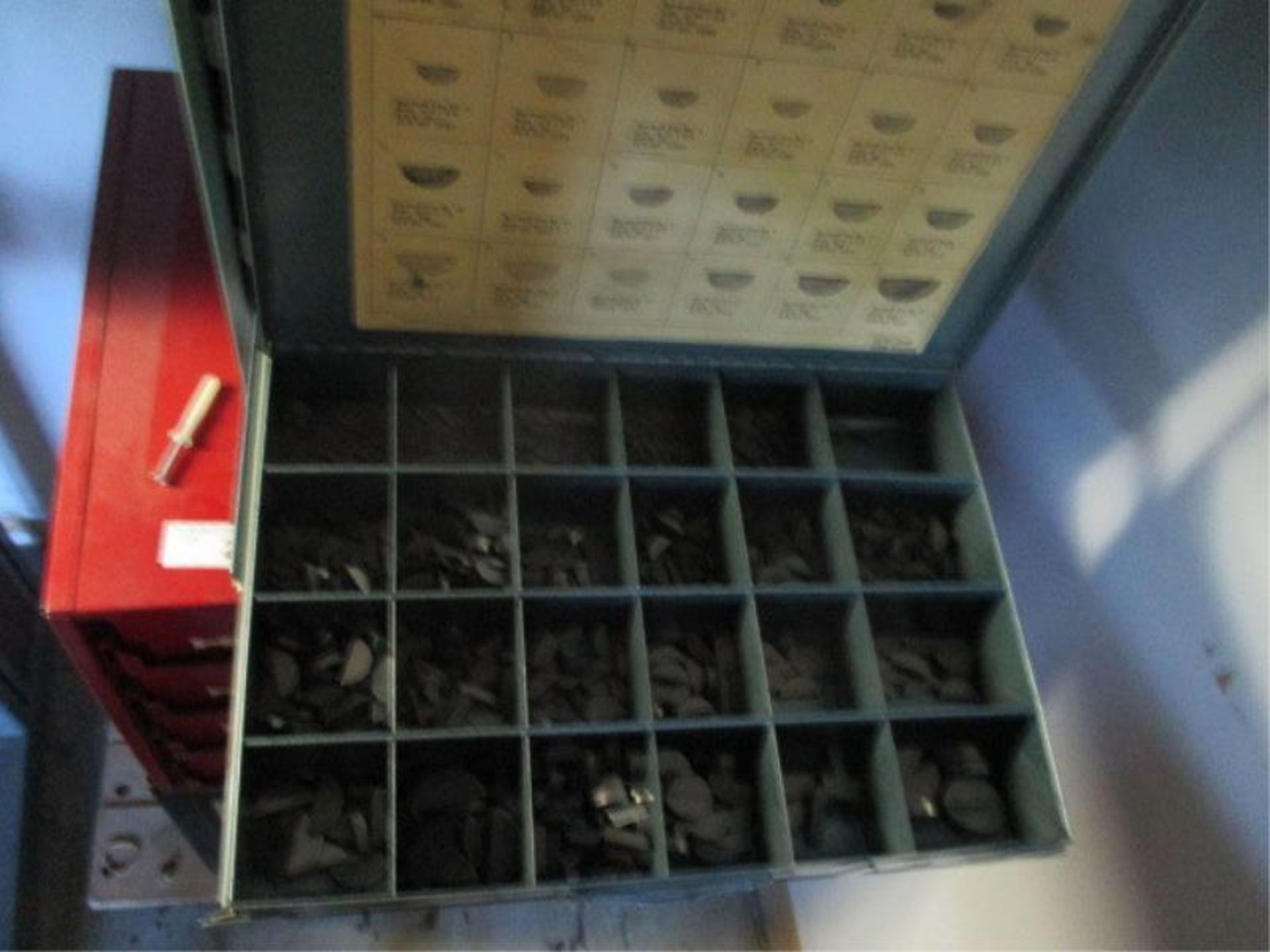 6 Drawer Curtis Hardware Cabinet w/ Nuts, Bolts, Wing Nuts, Woodruff Keys & Grease Fittings - Image 6 of 7