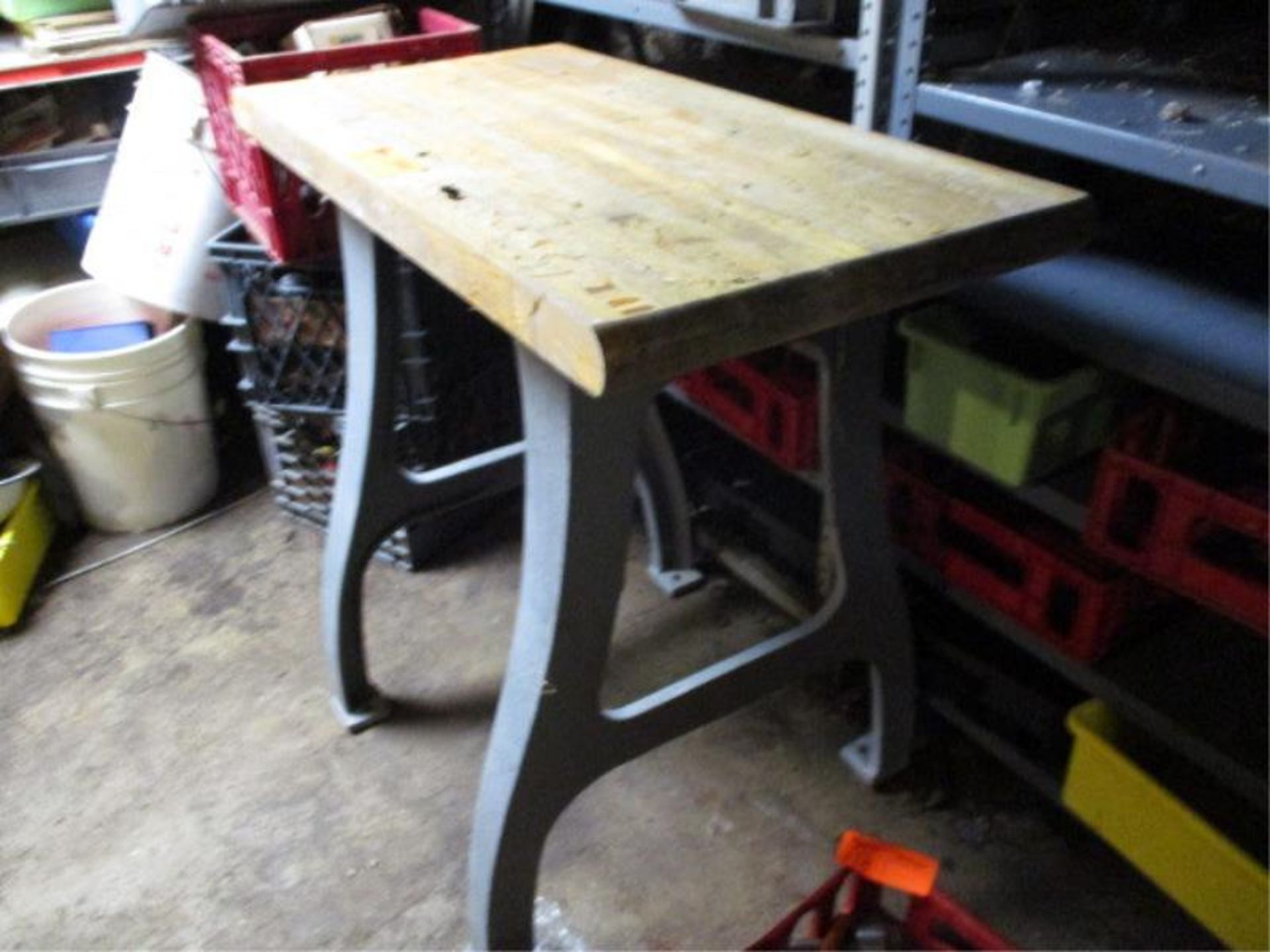 Butcher Block Top Table w/ Lathe Leg Base - Image 3 of 3