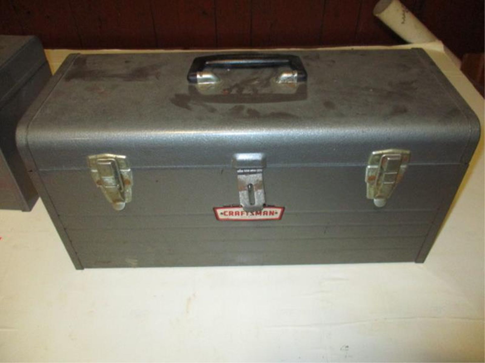 2 Craftsman tool boxes, 1 box empty, 1 with sockets, open wrenches