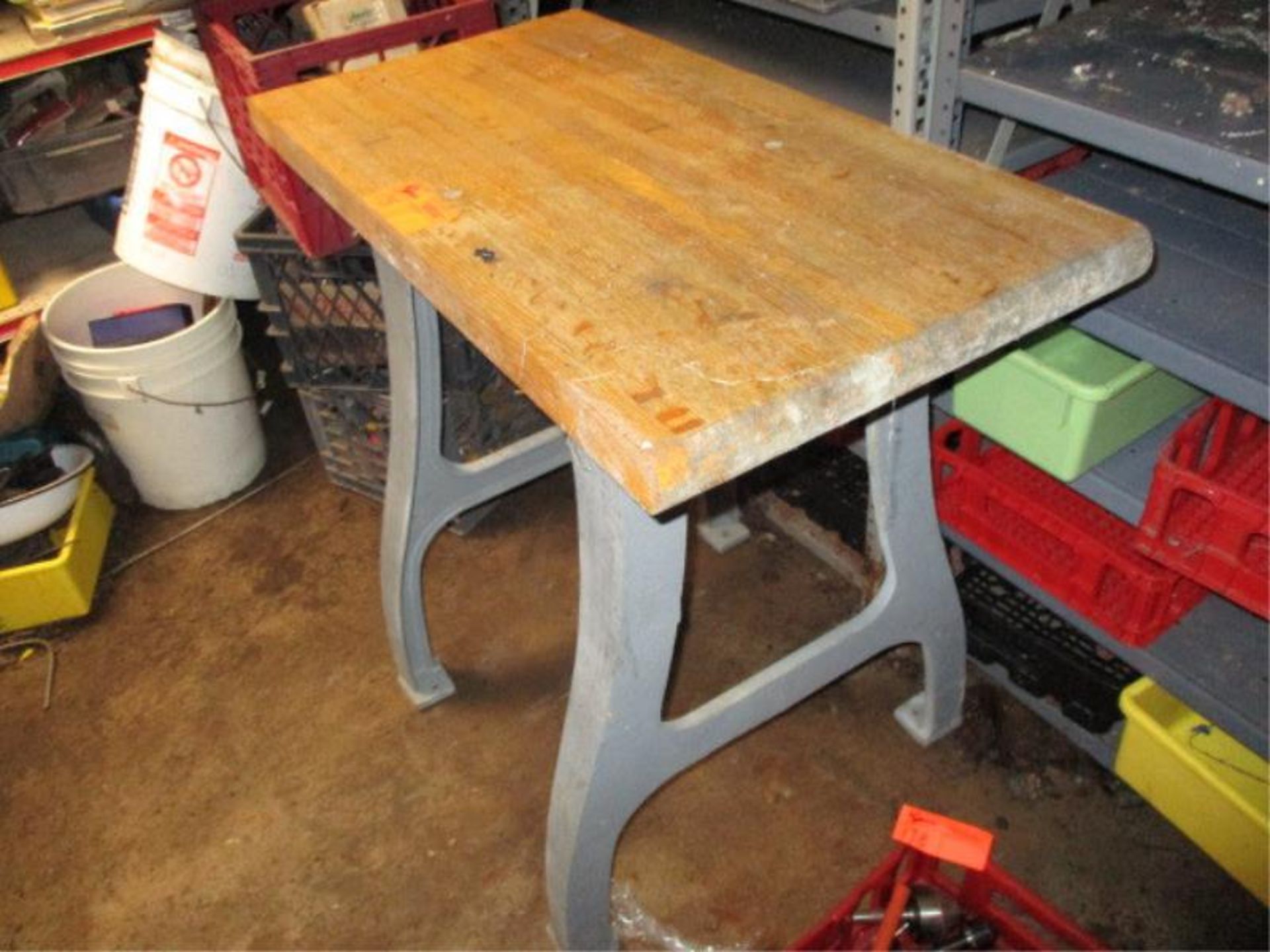 Butcher Block Top Table w/ Lathe Leg Base