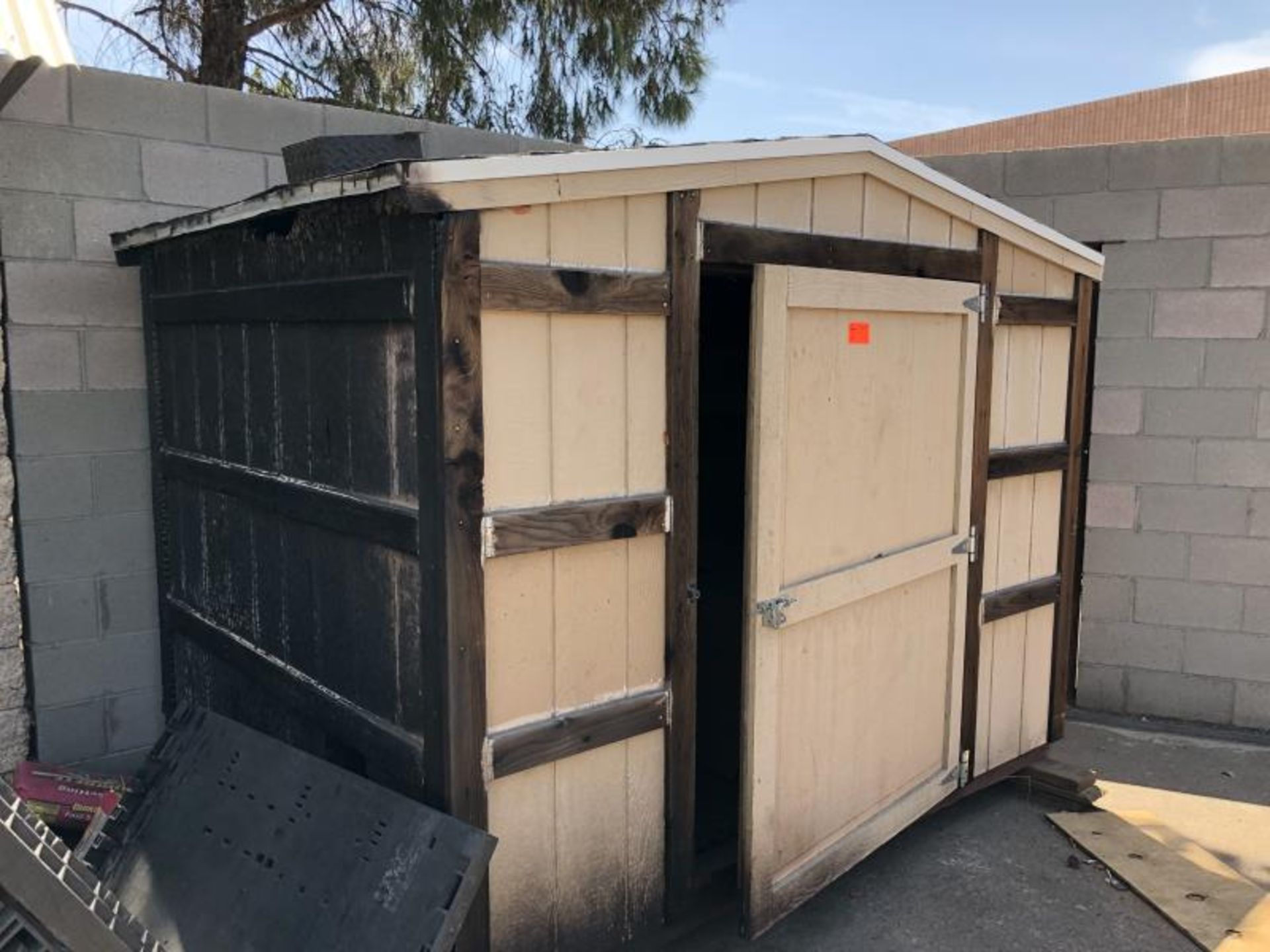 Garden Shed with one burnt side