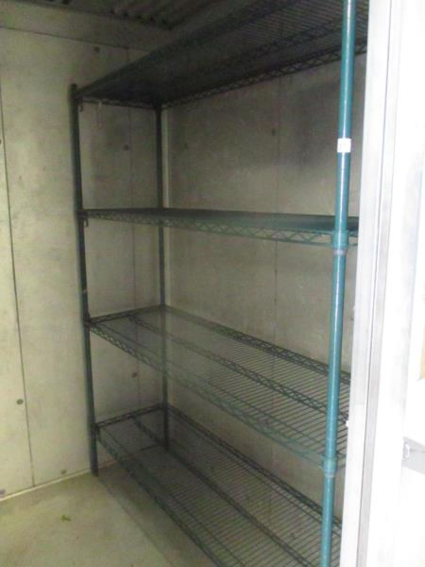 Green Metal Wire Freezer Shelving, Approx 5' x 30" x 6'