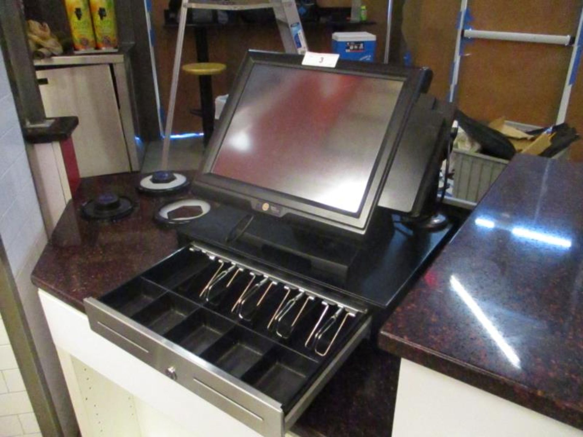 POS System by PDQ / Signature Systems, w/ (2) Touch Screen Counter Terminals, (2) Metal Cash