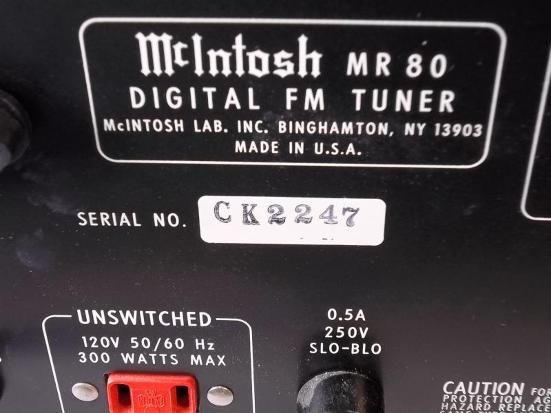 McIntosh MR 80, Digital FM Tuner, no case, s # CK2247, tested - does not power up - Image 6 of 7