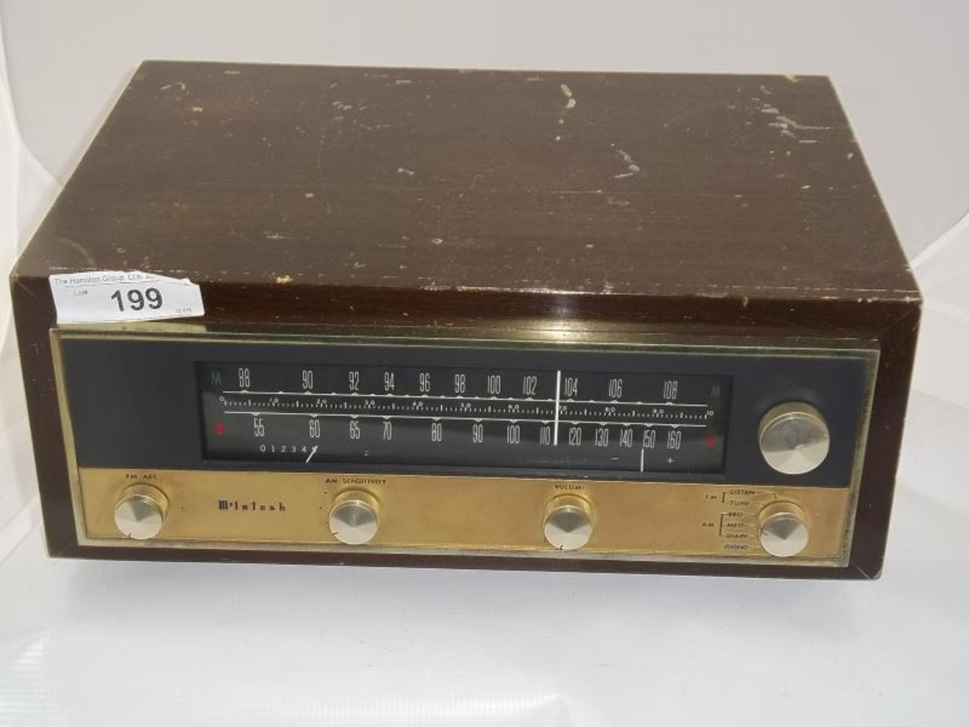 McIntosh MR 55 AM FM Tuner, w/ case,worn and scratched, s # 3K957, plug cut off