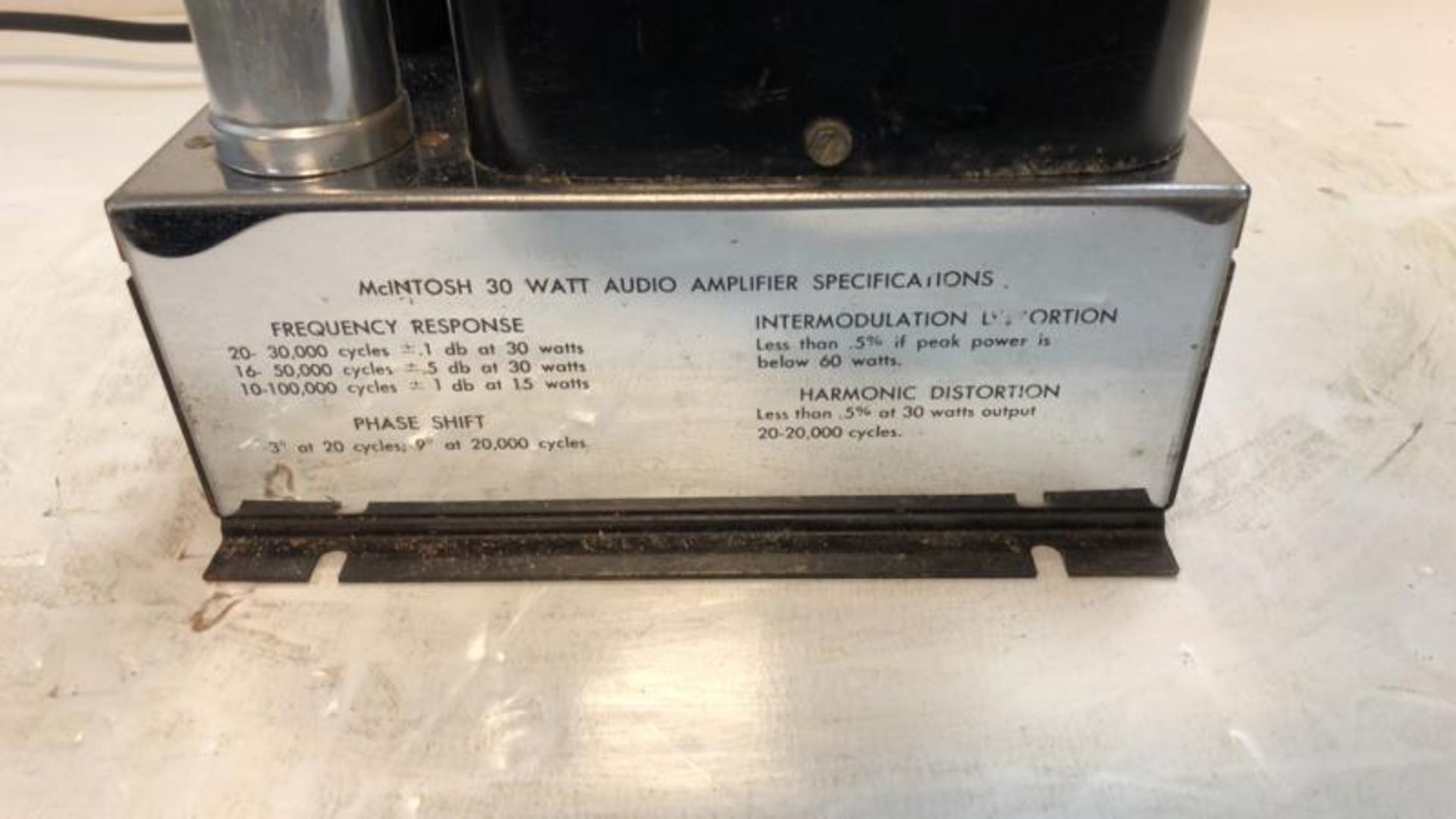 McIntosh MC 30, power transformer amp, w/ tubes, s # 15744, pitted, tested - powers up - Image 4 of 5