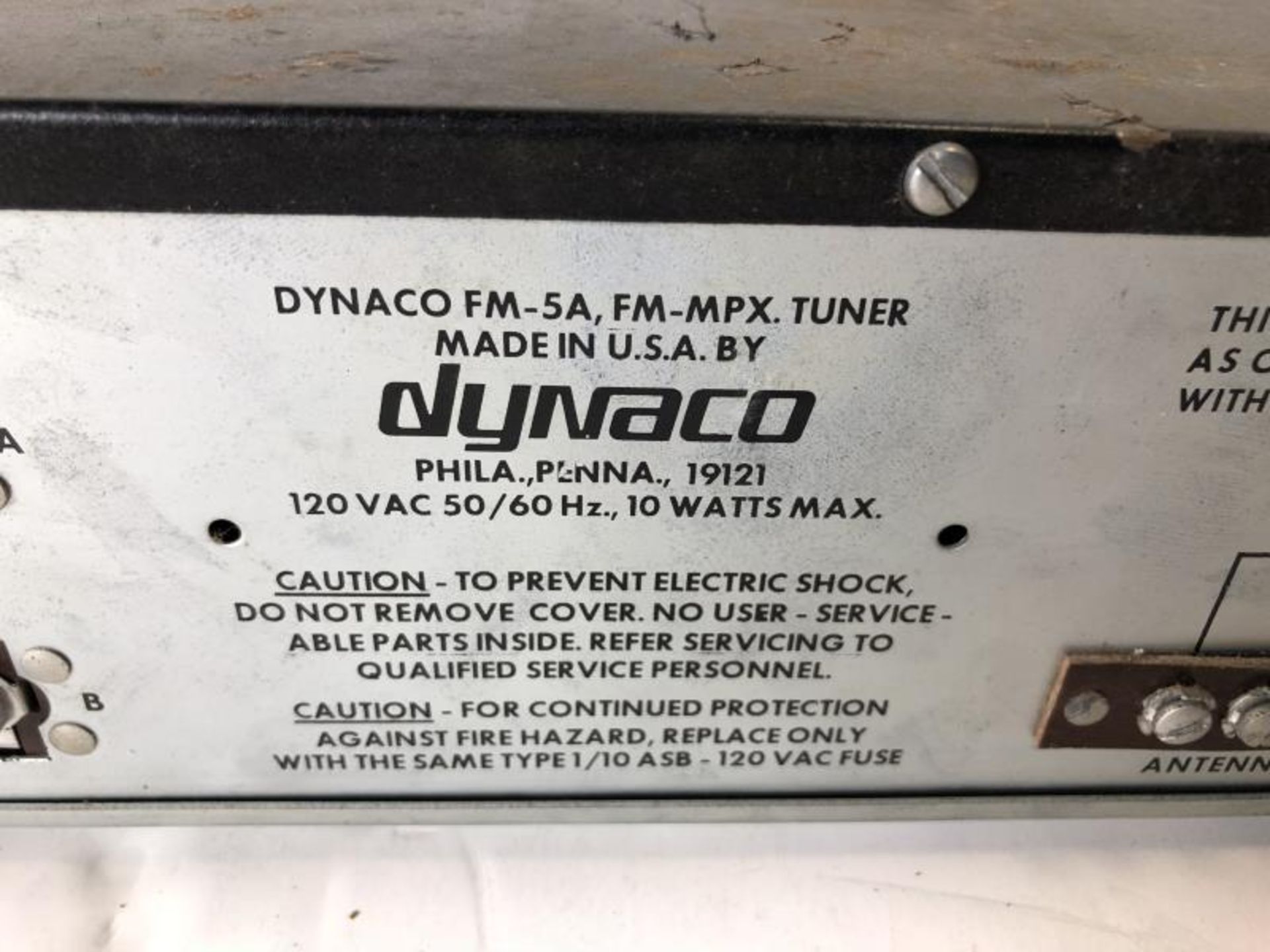 Dynaco FM Tuner, off mute dynatune toggle is frozen, tested - powers up - Image 3 of 3