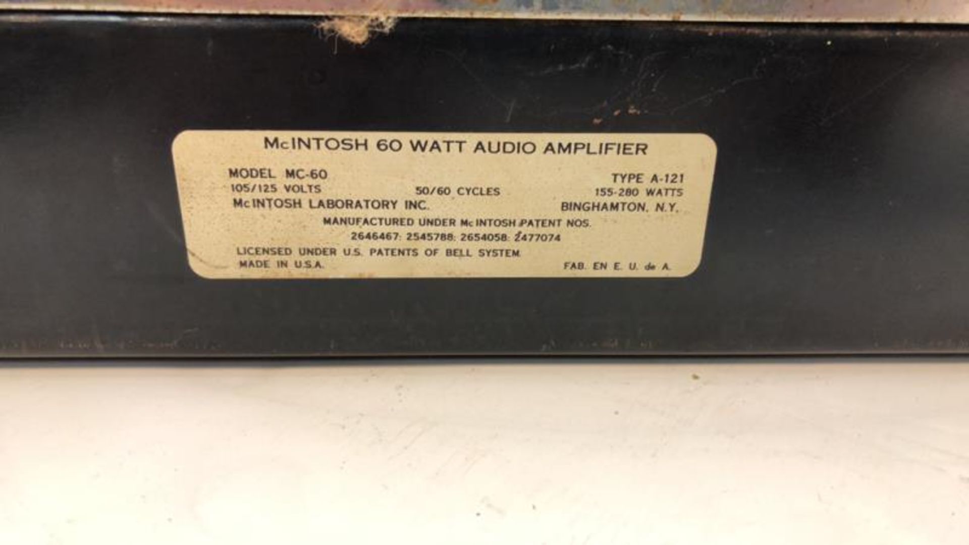 McIntosh MC 60, stereo tube power amp, missing tubes, pitted - Image 7 of 7