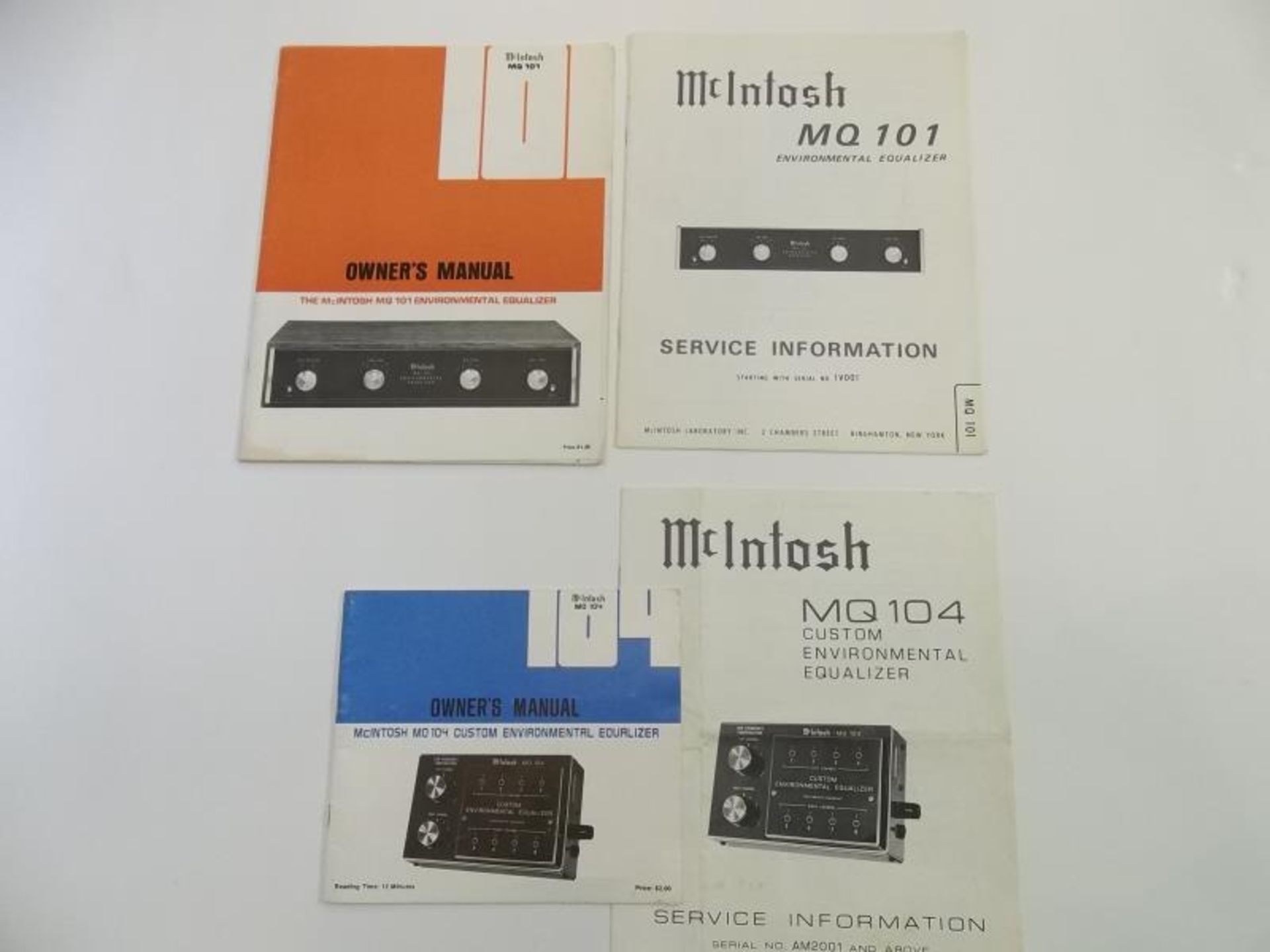 Lot of 8 - McIntosh (2) owner's manual and service info for environmental equalizers for MQ101 and - Image 2 of 5