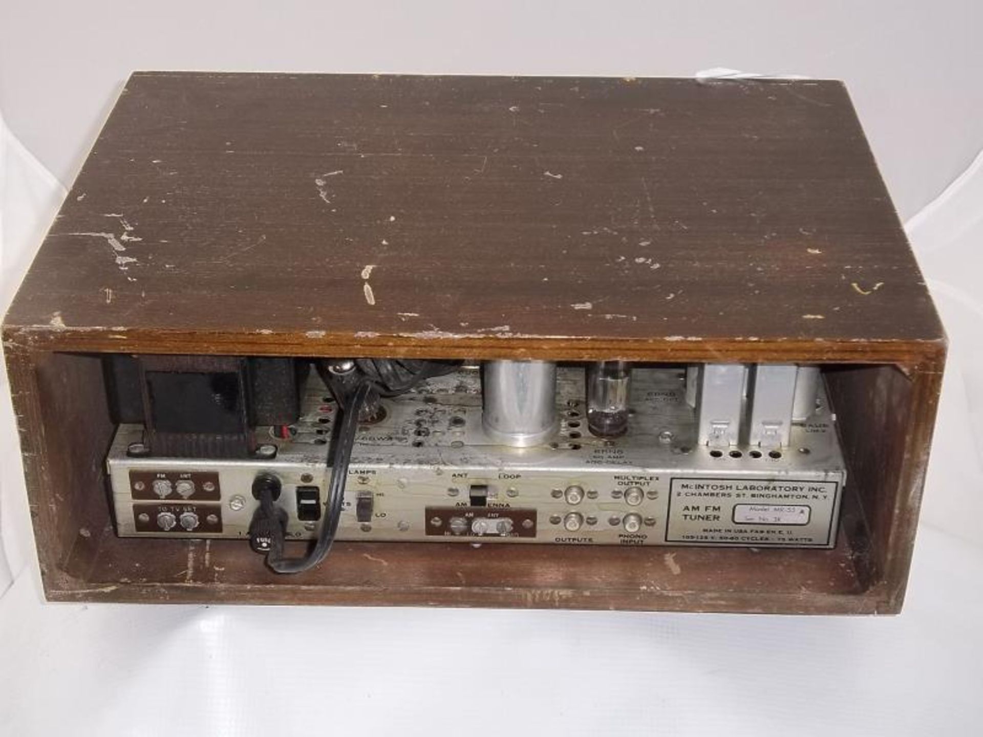 McIntosh MR 55 AM FM Tuner, w/ case,worn and scratched, s # 3K957, plug cut off - Image 2 of 2