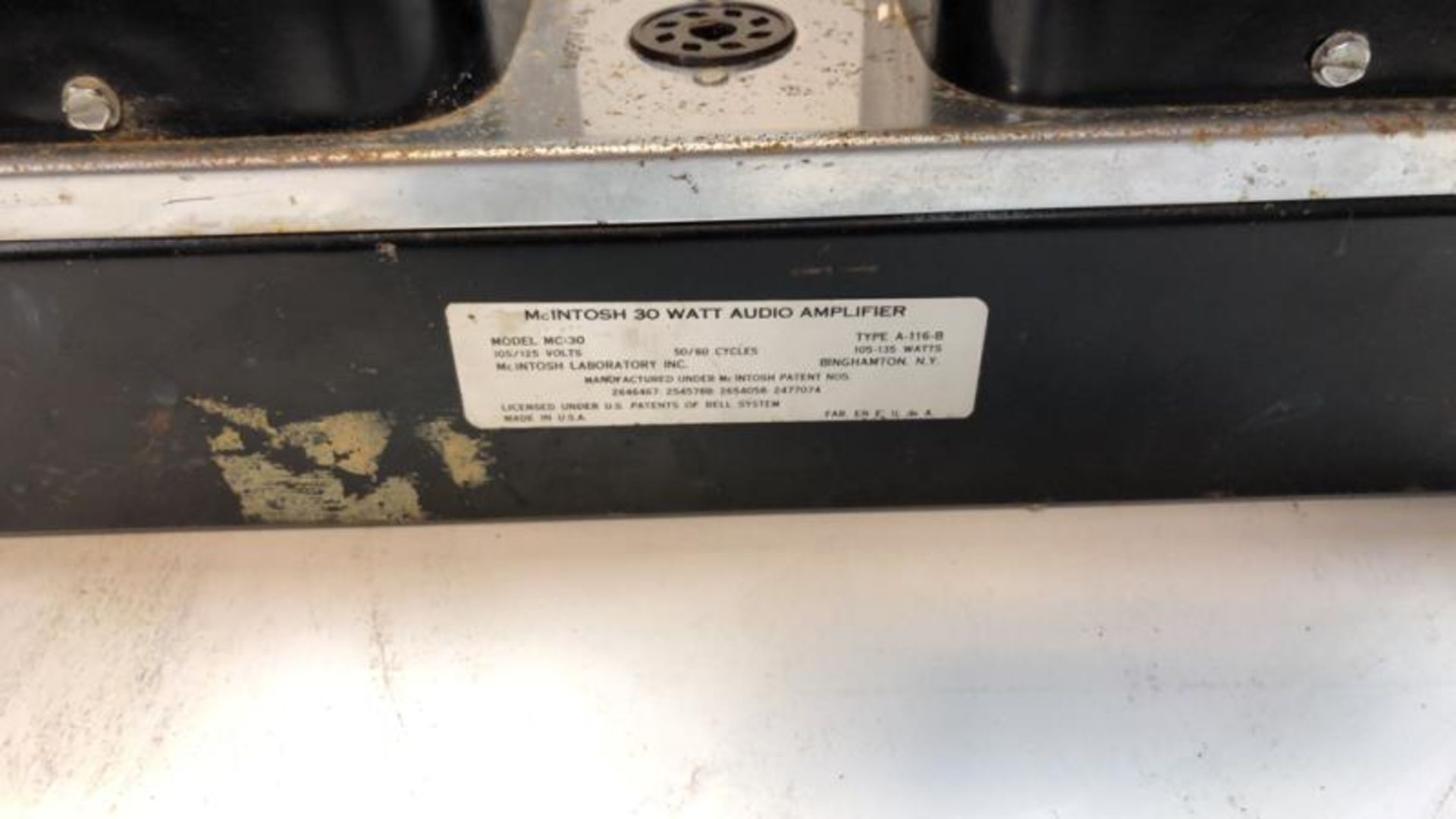 McIntosh MC 30, power transformer amp, missing tubes, cord is cut - Image 7 of 7