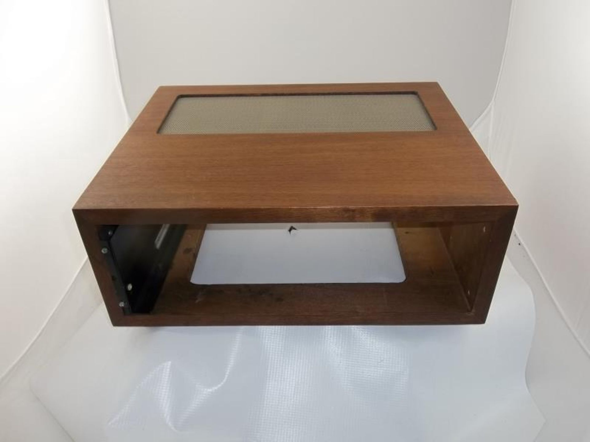 McIntosh Equipment Cabinet, wooden, model L-12, one inside bracket, slant legs, in McIntosh box